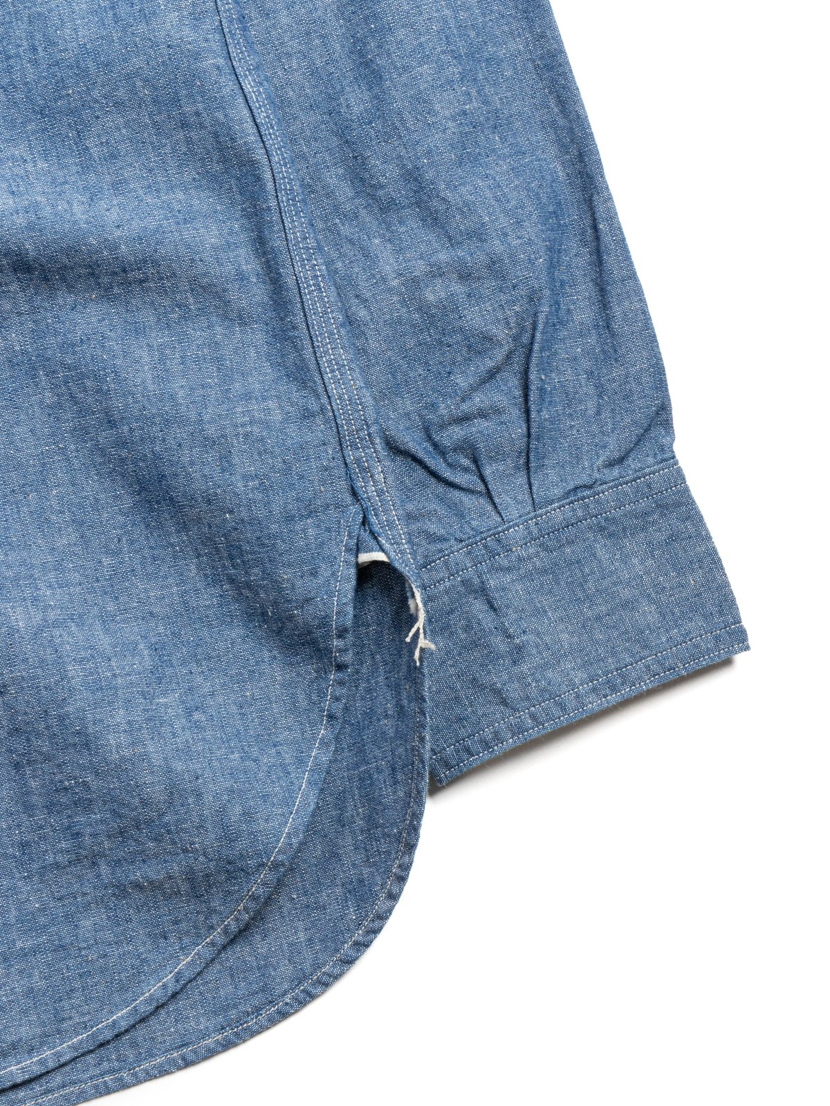 (LOT 3064 / DUCK DIGGER) VENTILATION TRIPLE STITCH CHAMBRAY SHIRTS SAX - Image 3