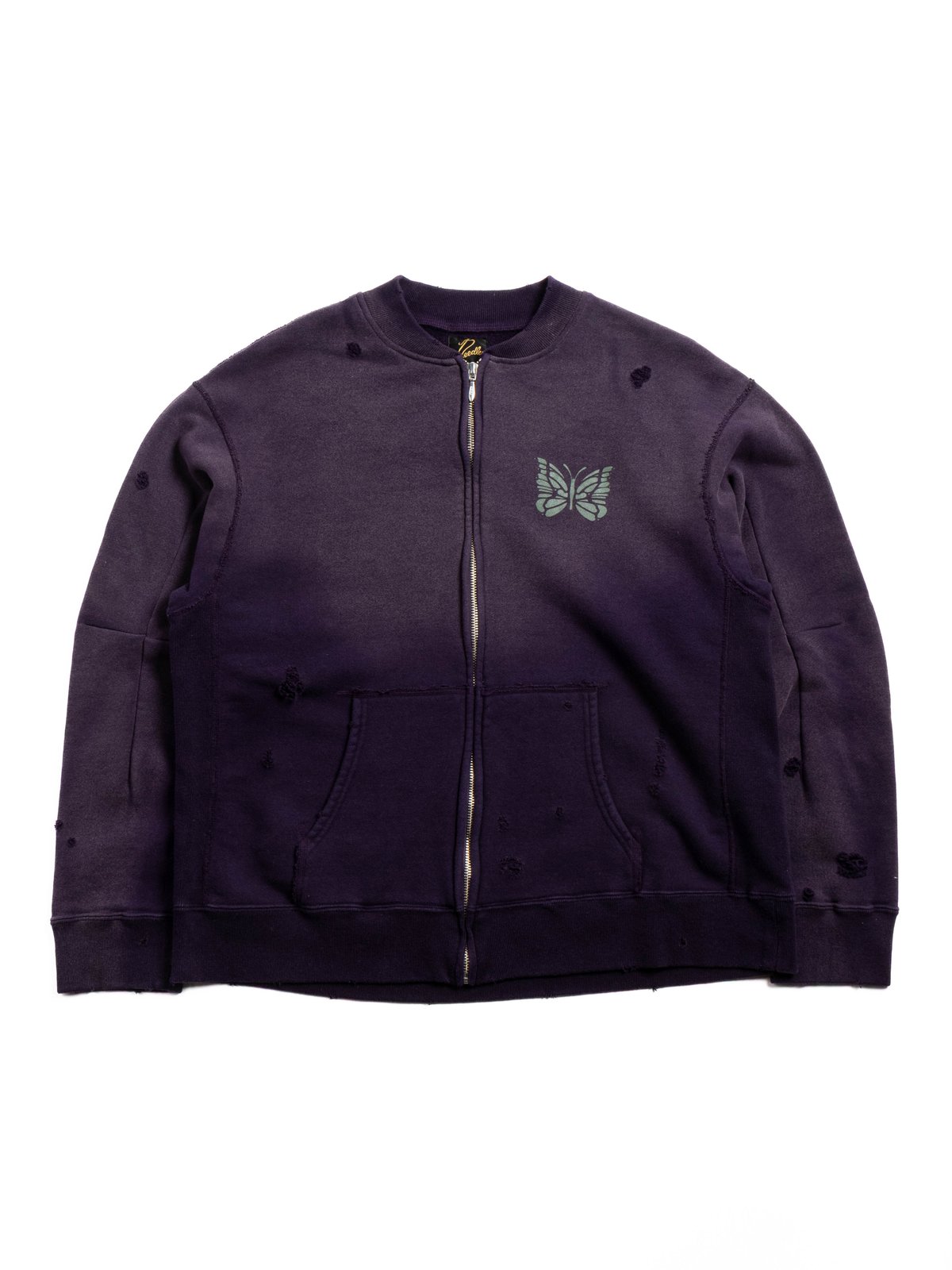 NEEDLES DECONSTRUCTED ZIP SWEAT PURPLE - Image 1