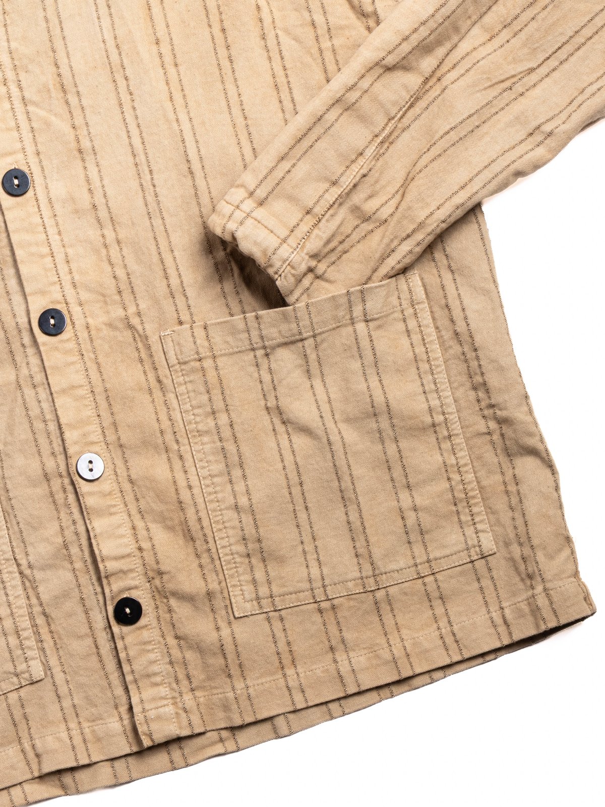 485 ISOSCELES SHIRT WOOL STRIPE COTTON TATTERSALL DRAB WELD - Image 3