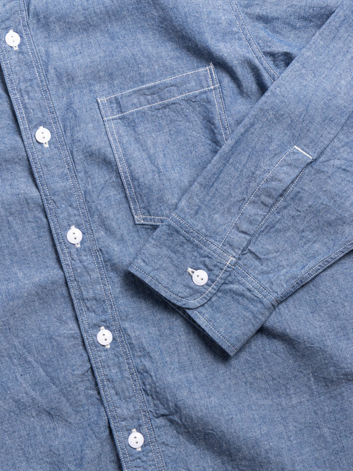 (CS001) NAVY 1 POCKET SHIRT BLUE CHAMBRAY - Image 3