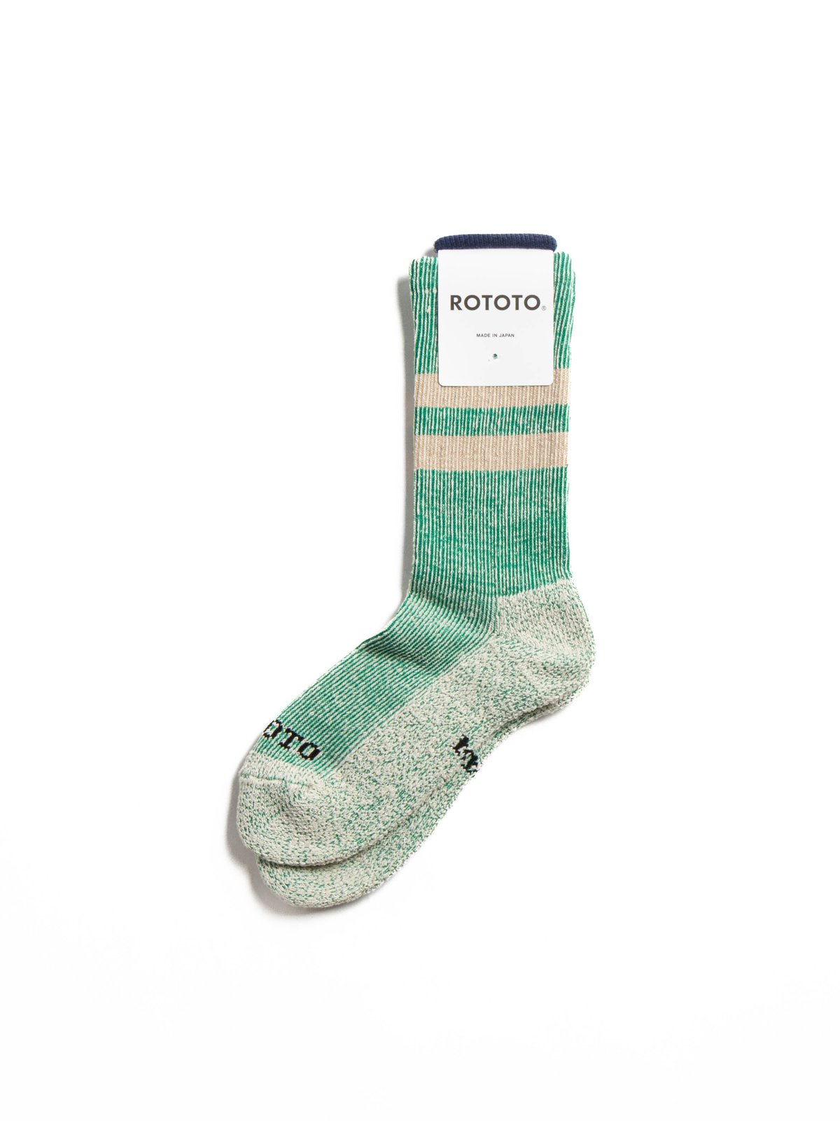 (R1589) PILE STRIPE MARL SOCKS GREEN / BEIGE - Image 2