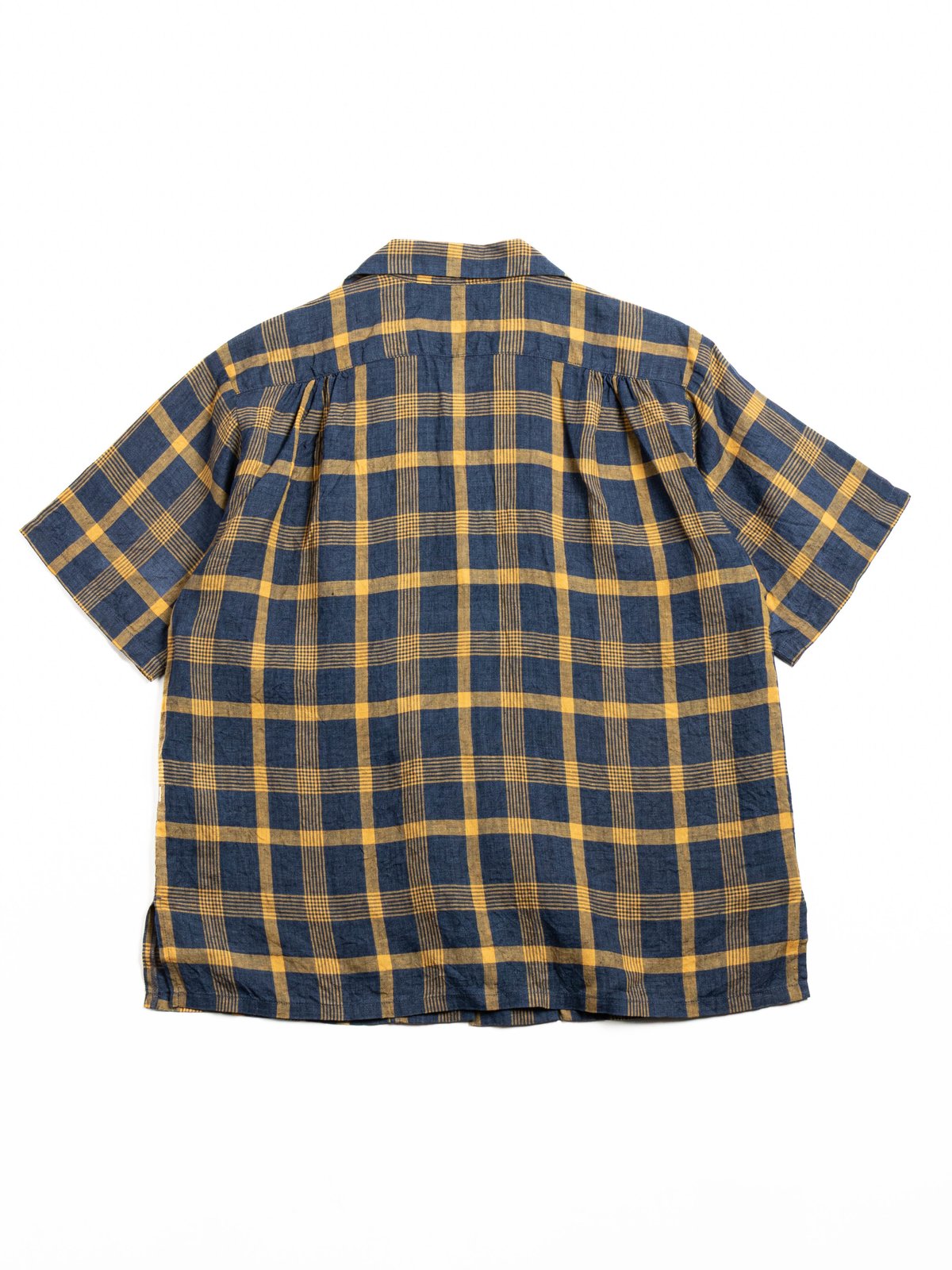 (SV&ndash;SH&ndash;032) LINEN OPEN COLLAR SHIRT NAVY YELLOW - Image 4