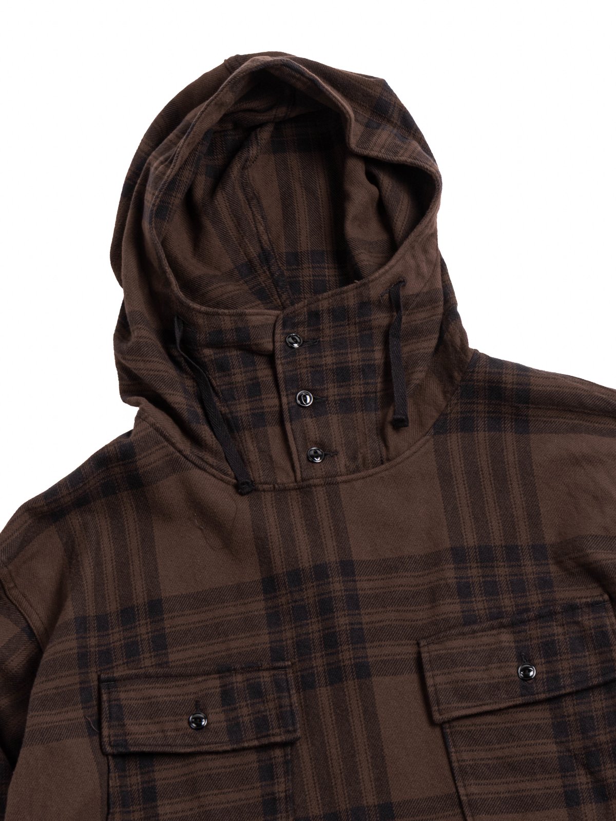 CAGOULE SHIRT BROWN / BLACK COTTON FLANNEL PLAID  - Image 3