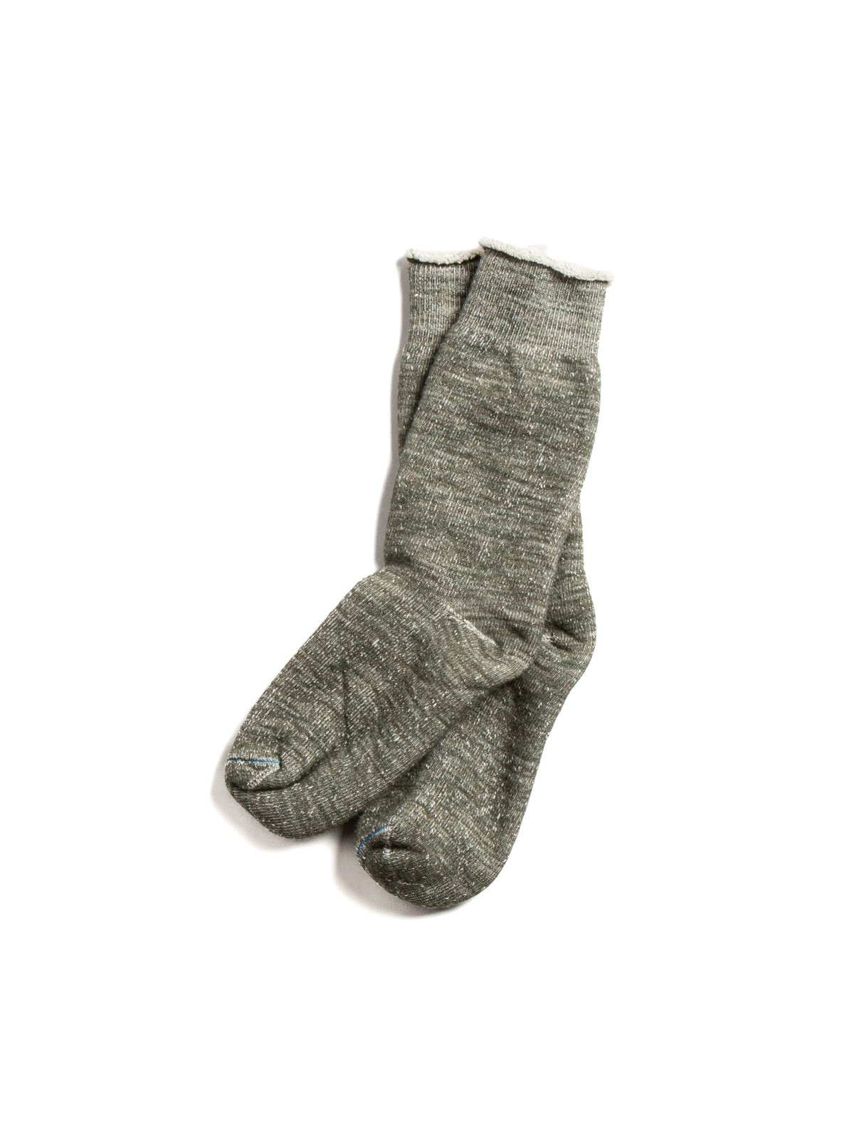 (R1001) DOUBLE FACE CREW SOCKS ARMY GREEN - Image 2