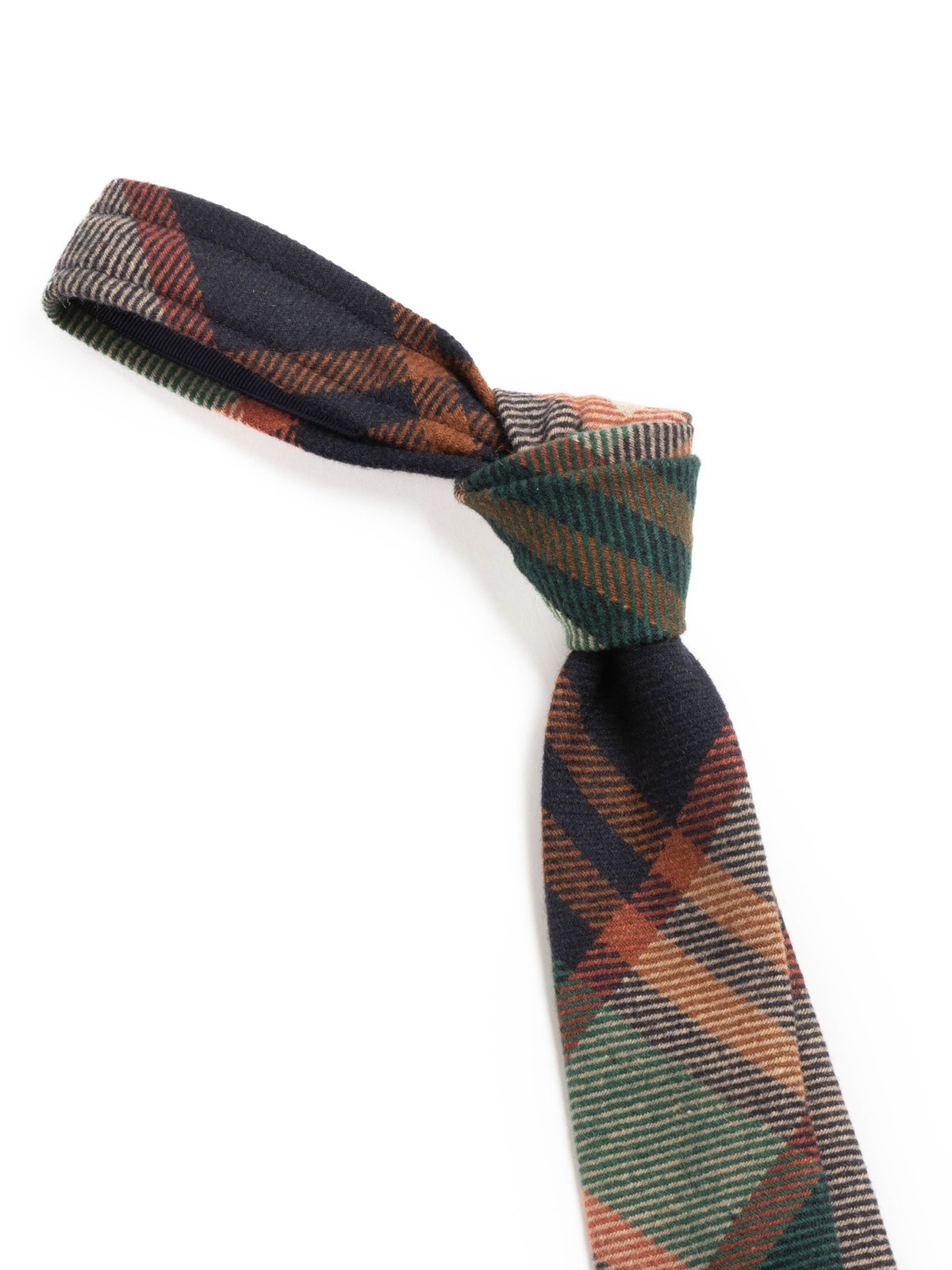NECK TIE NAVY/BROWN HEAVY WOOL PLAID - Image 2