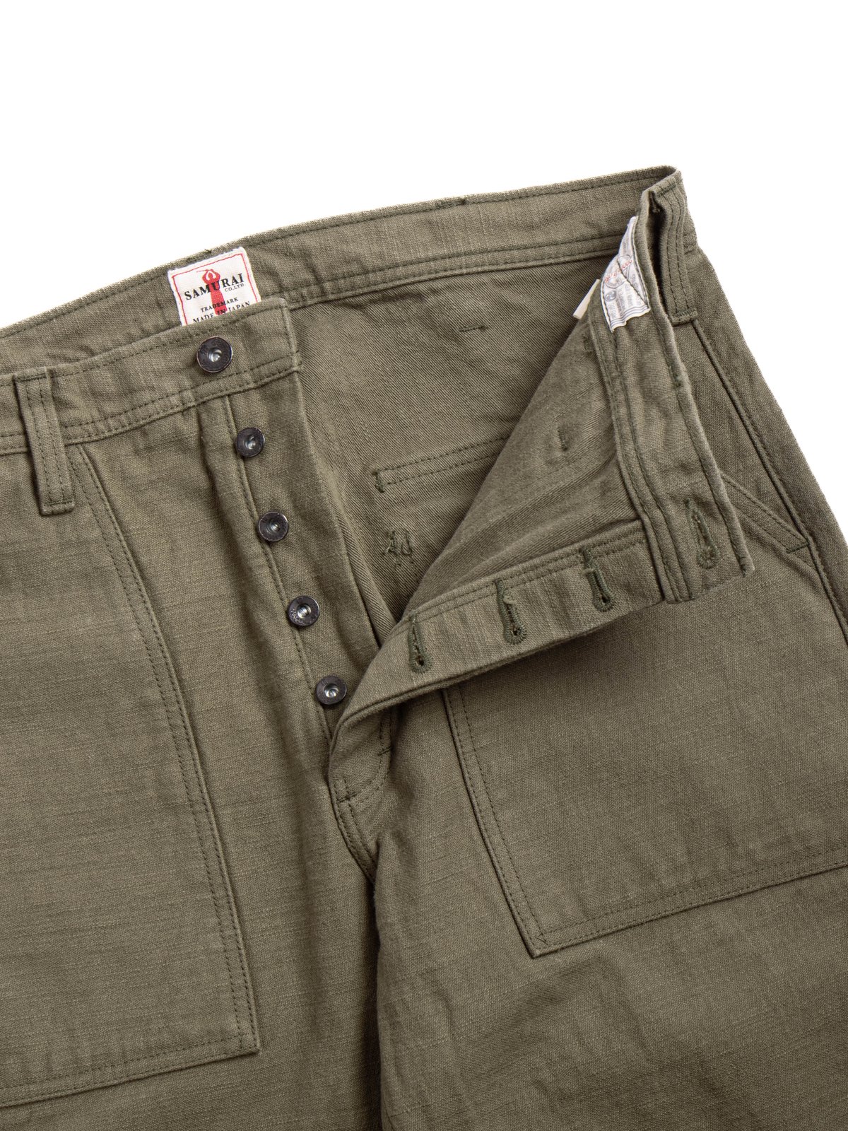 (SJ52BP) HEAVY BACK SATIN BAKER PANTS OLIVE - Image 3