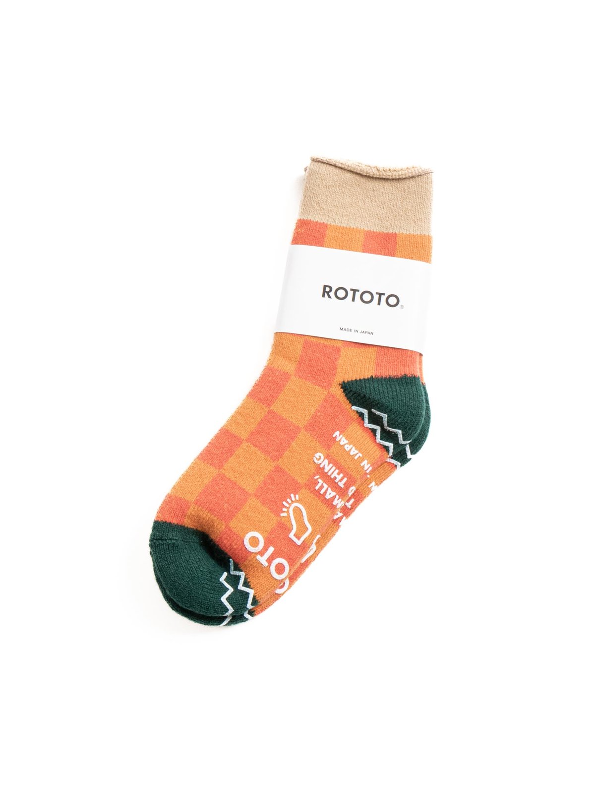 PILE ROOM SOCK CHECKERBOARD BEIGE/D.GREEN - Image 1