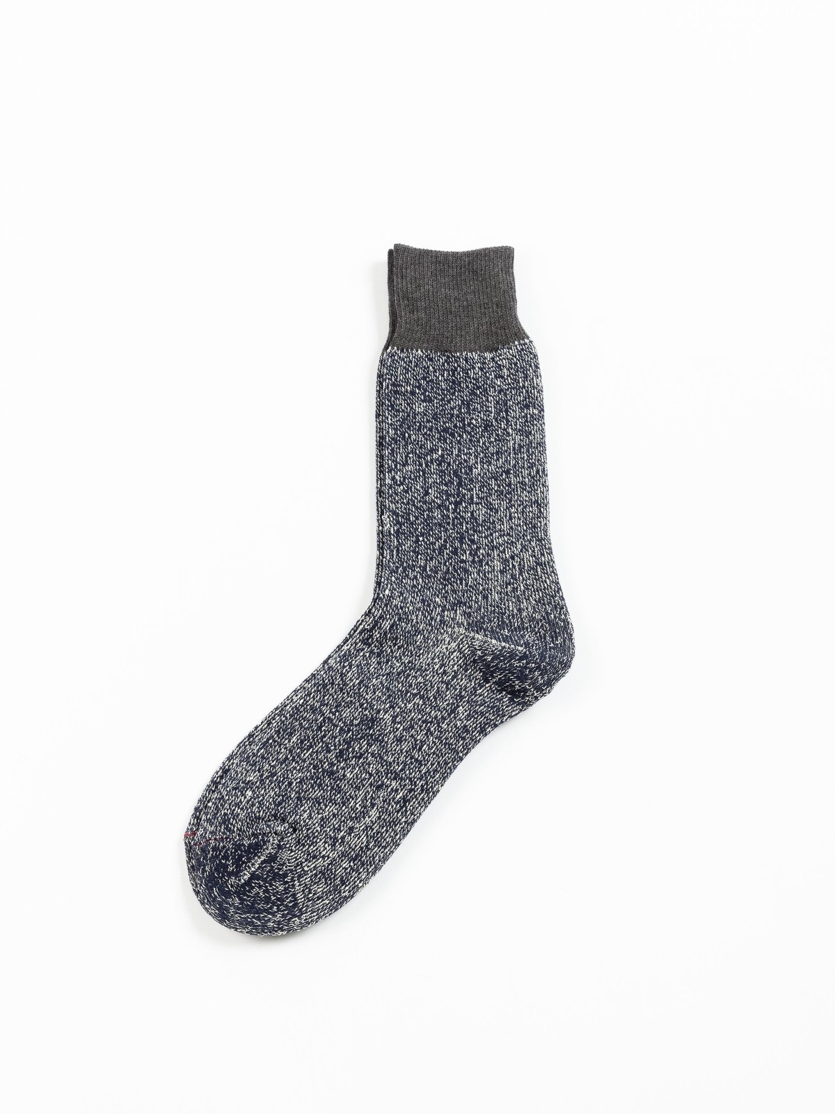 DOUBLE FACE CREW SOCKS “SILK & COTTON” D.GRAY / NAVY - Image 2