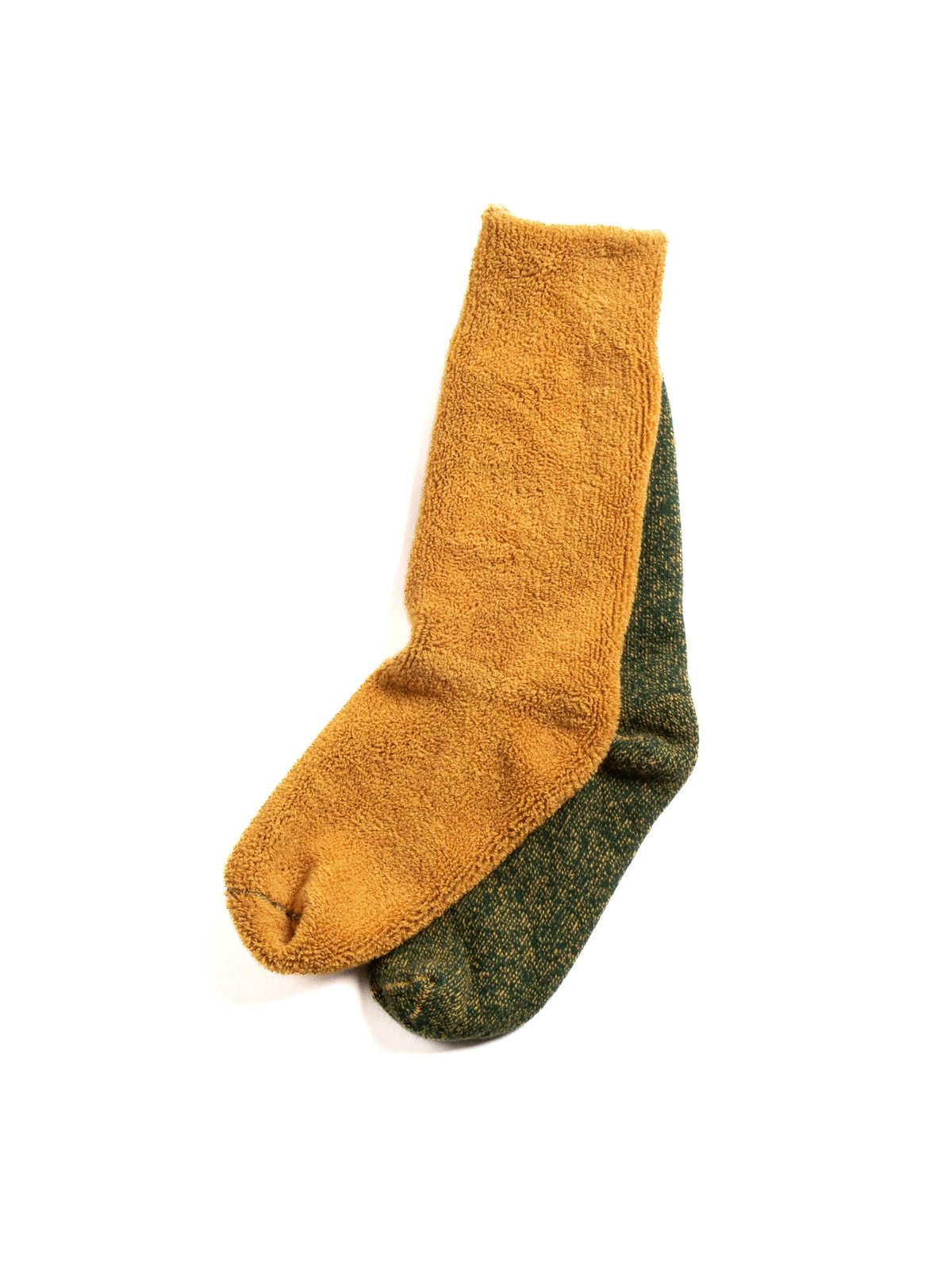 (R1612) REVERSIBLE PILE SOCKS IVY GREEN / D.YELLOW - Image 3