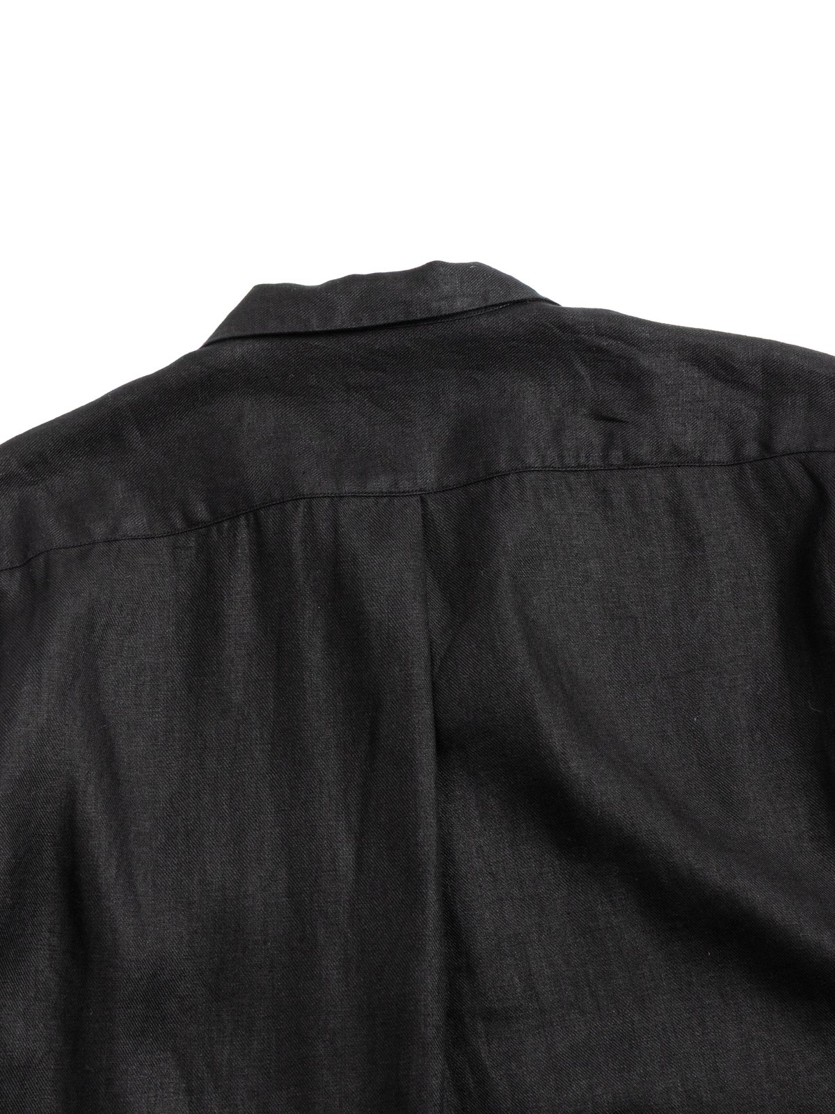 LINEN OPEN COLLAR SHIRT BLACK - Image 4