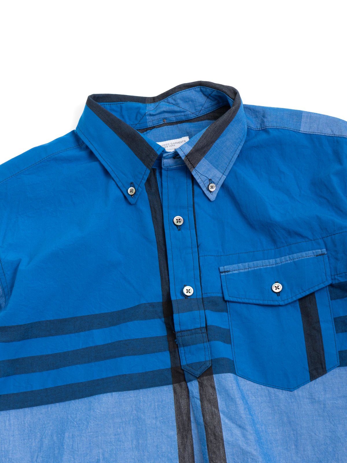 POPOVER BD SHIRT BLUE COTTON BIG PLAID BC by Engineered Garments