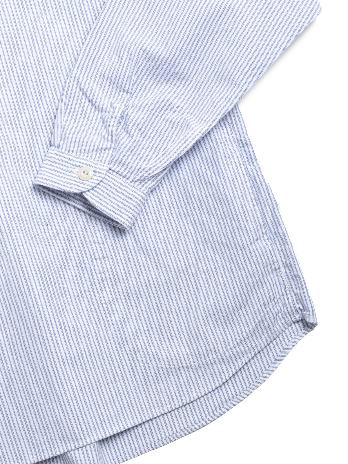 ROUND COLLAR P.O SHIRT L/S NAVY X WHITE STRIPE - Image 3