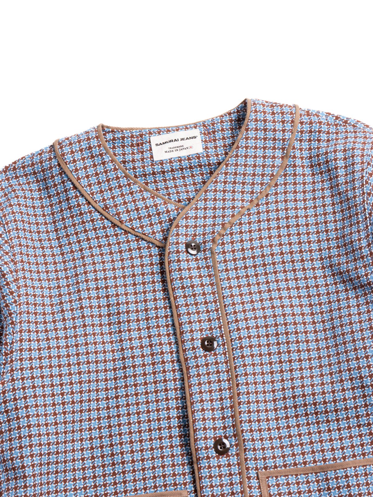 (SJCJK25&ndash;LNR) BASEBALL SHIRT LIGHT BLUE / BROWN - Image 2