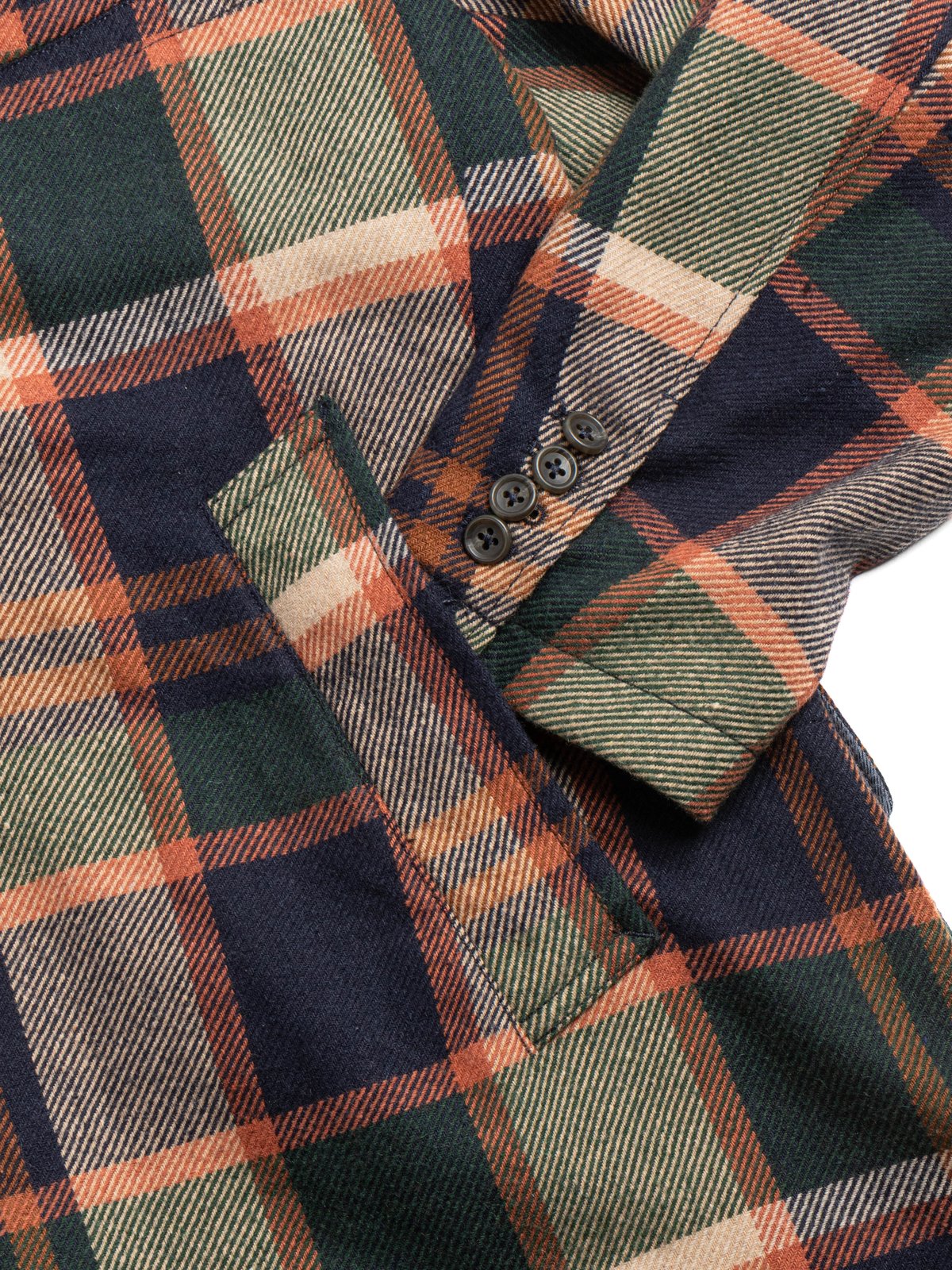 CHESTER COAT JACKET NAVY/BROWN HEAVY WOOL PLAID - Image 5