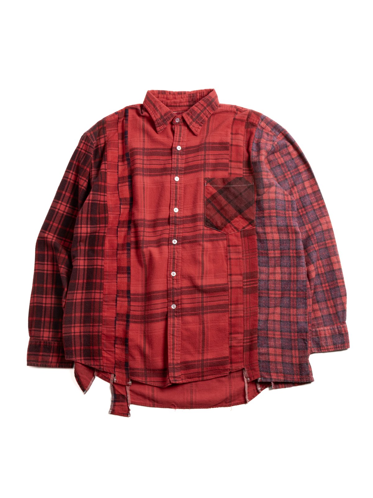 REBUILD BY NEEDLES FLANNEL  7 CUTS SHIRT OVER DYE RED - Image 1