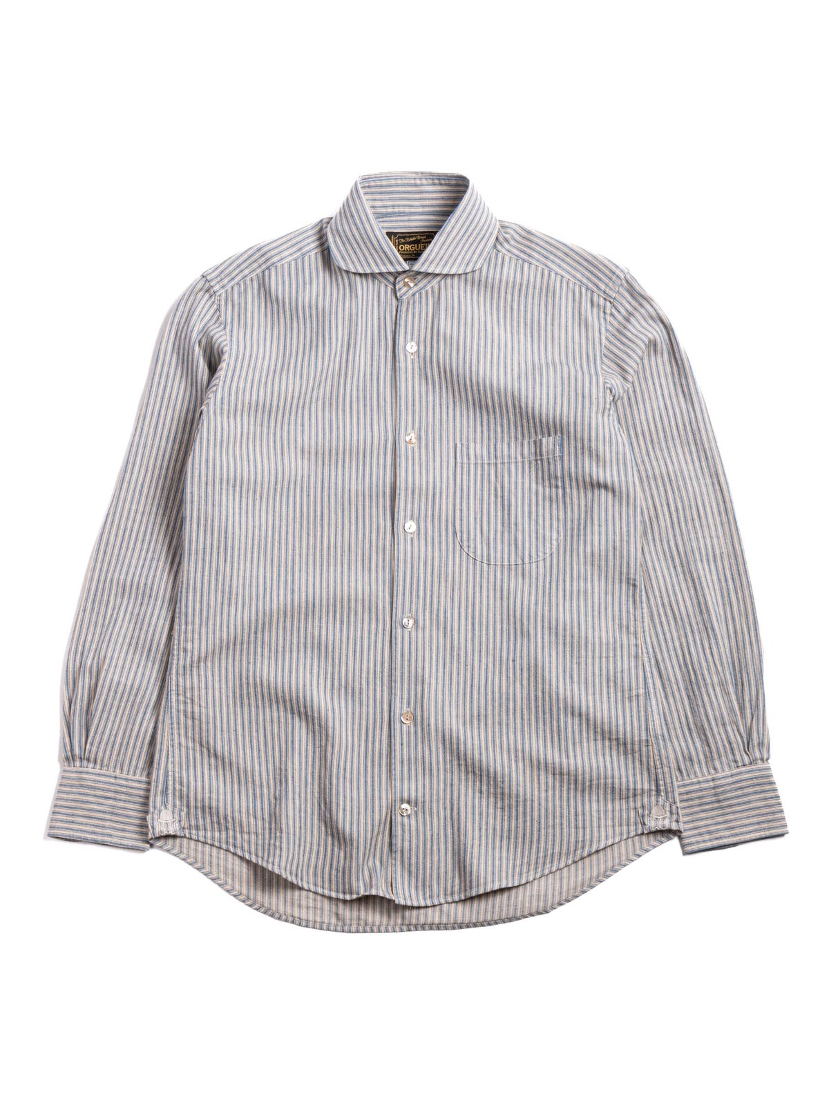 OR–5002B STRIPE WINSOR COLLAR SHIRT BLUE - Image 1