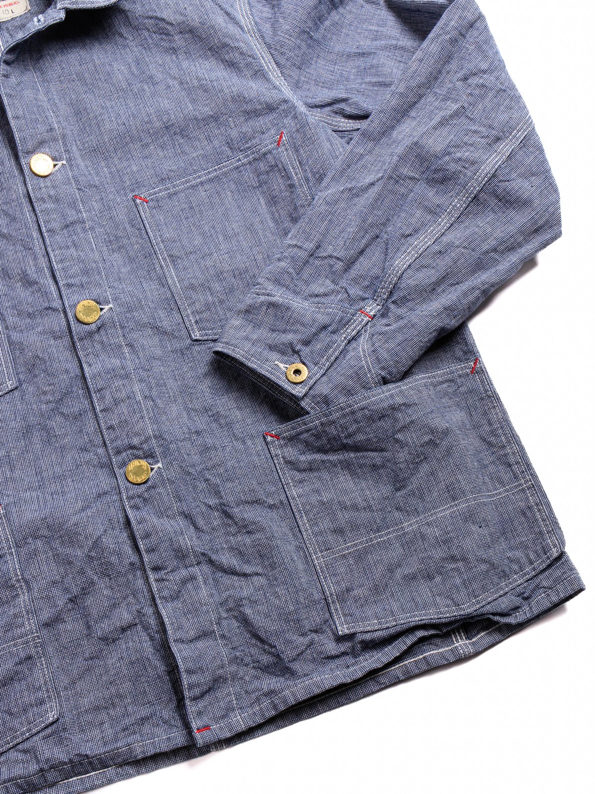 (LOT 2195) INDIGO PIN–CHECK CHANGE BUTTON COVERALL JACKET  - Image 5