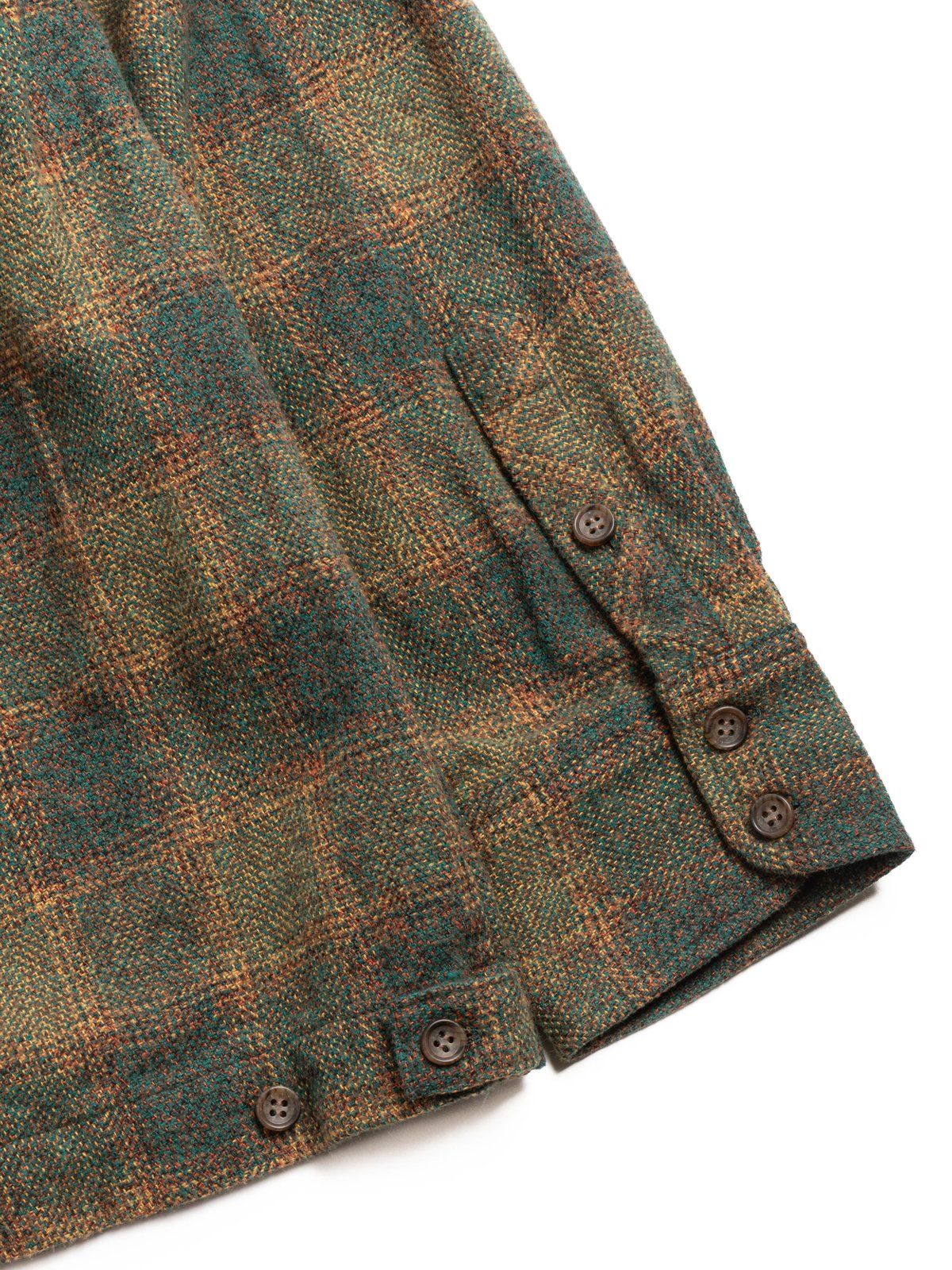 H.UNIT OMBRE CHECK OPEN COLLAR SHIRT GREEN - Image 4
