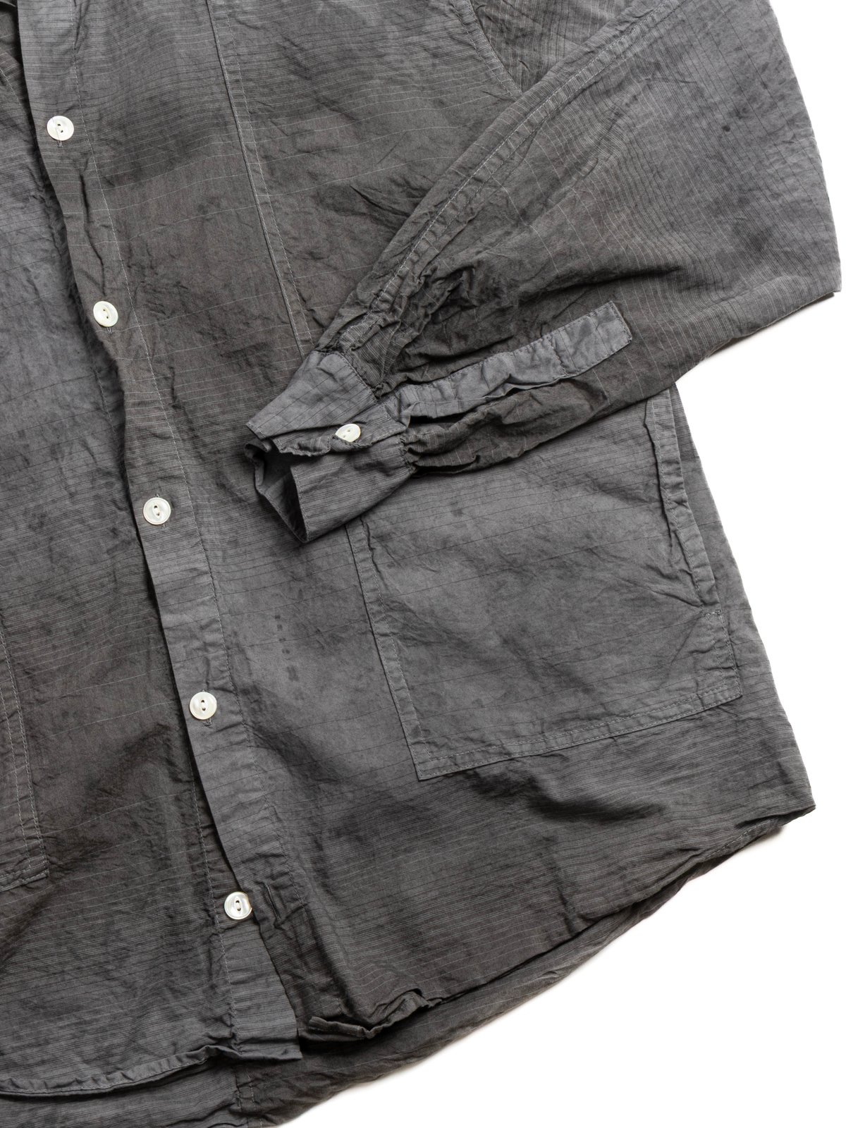 STOLE POCKET BUTTERFLY SHIRT DOPPLER STRIPE COTTON CAMBRIC CHESTNUT DYED - Image 4