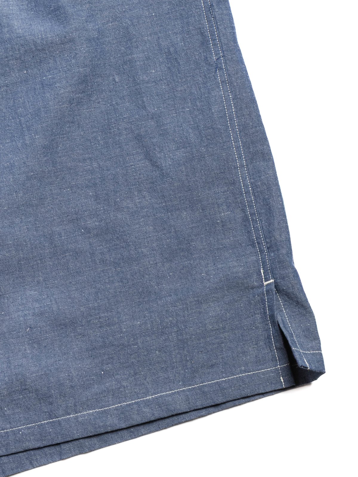 (VTD&ndash;0383&ndash;SH) OPEN COLLAR SS COTTON LINEN HARD TWIST WEATHER CLOTH BLUE - Image 3