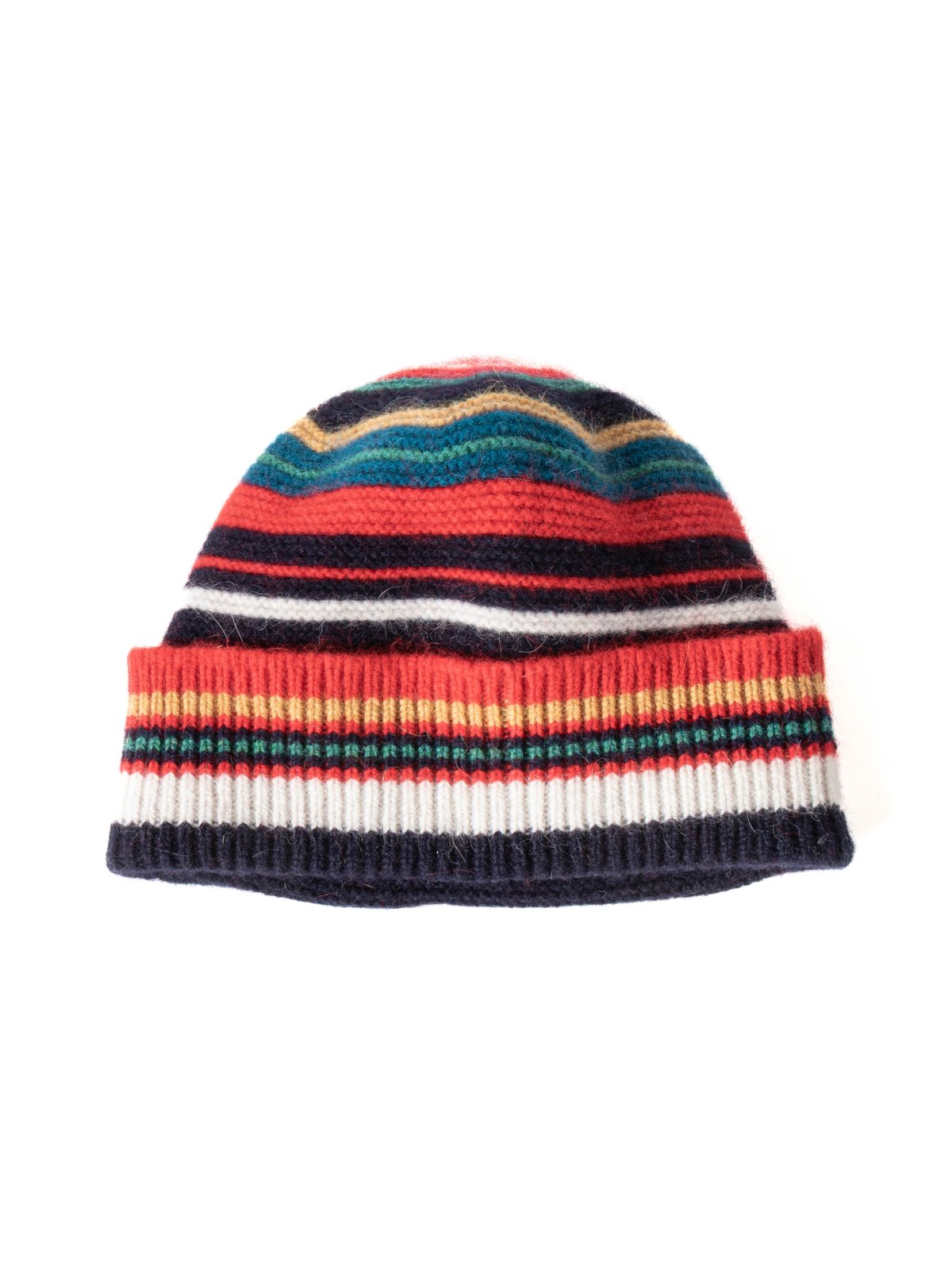 PURL STITCH STRIPED BEANIE RED & BLUE - Image 3