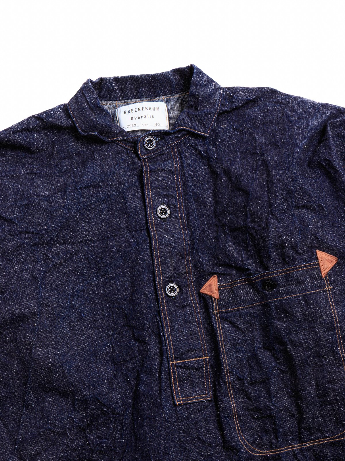 (LOT 2213) GREENEBAUM 1880 HEAVY LEATHER BOUND JUMPER INDIGO DENIM - Image 2