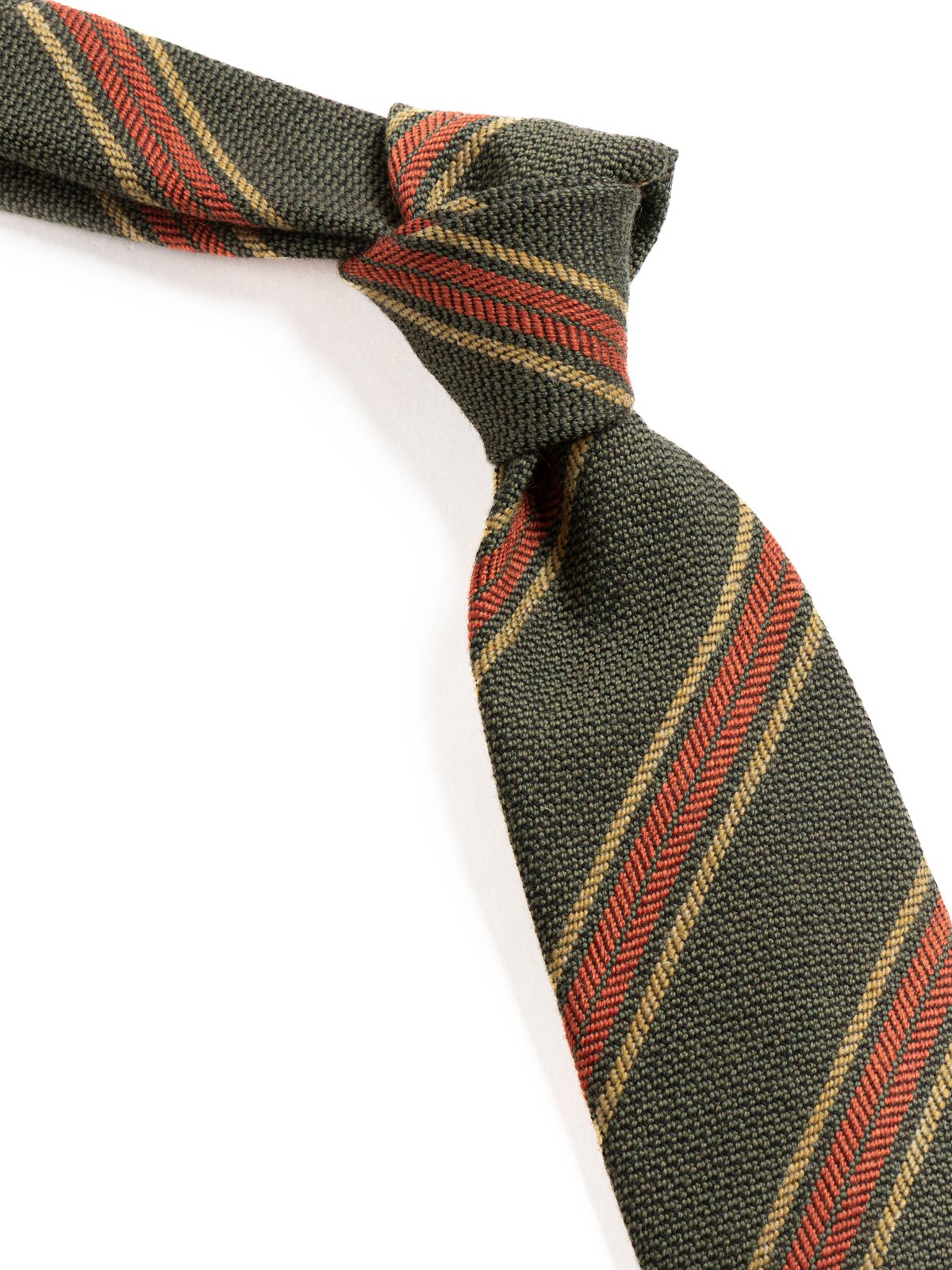 TRIPLE STRIPE WOOL TIE – GREEN/YELLOW/RED - Image 2