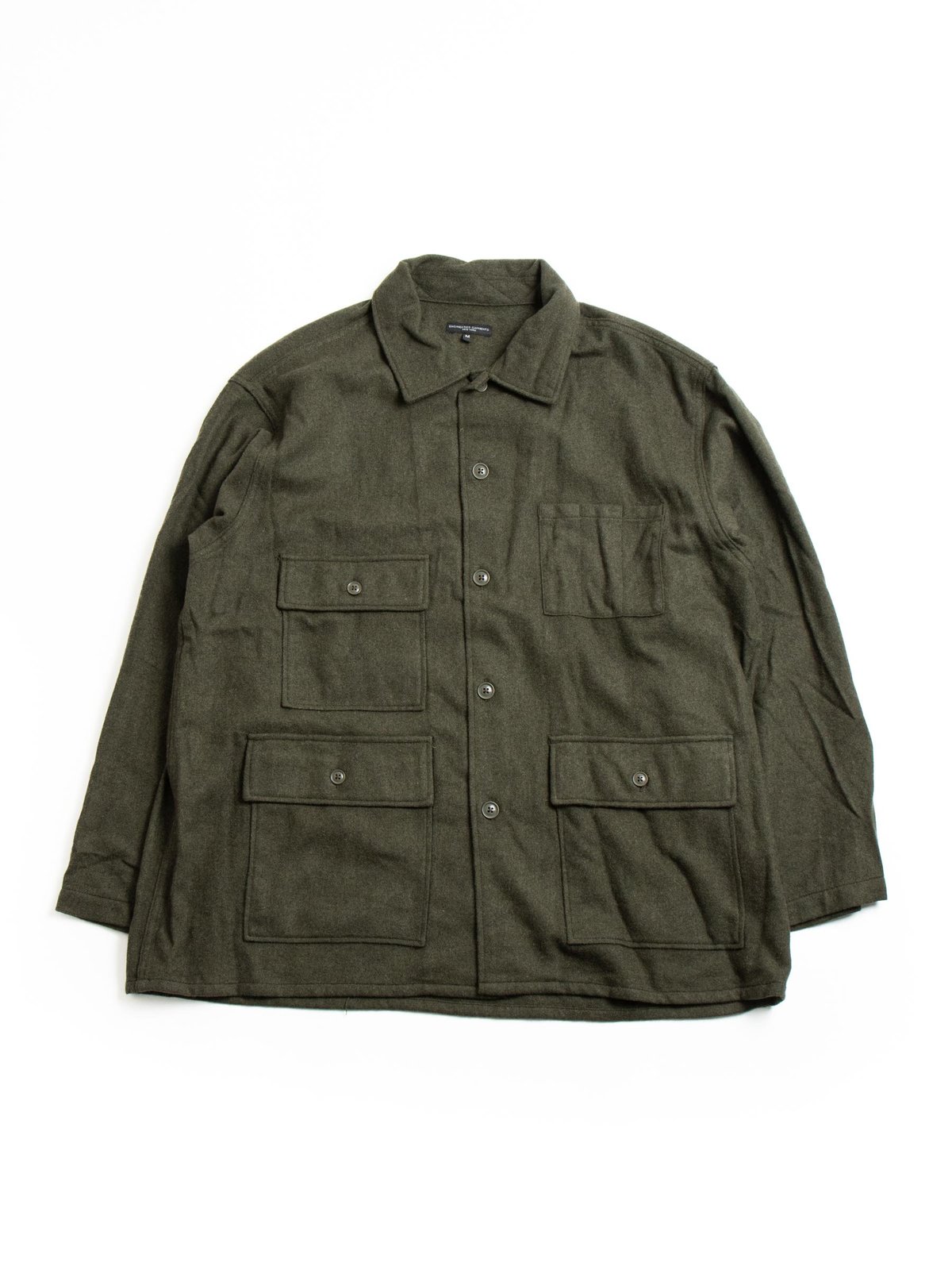 BA SHIRT JACKET OLIVE SOLID POLY WOOL FLANNEL by Engineered