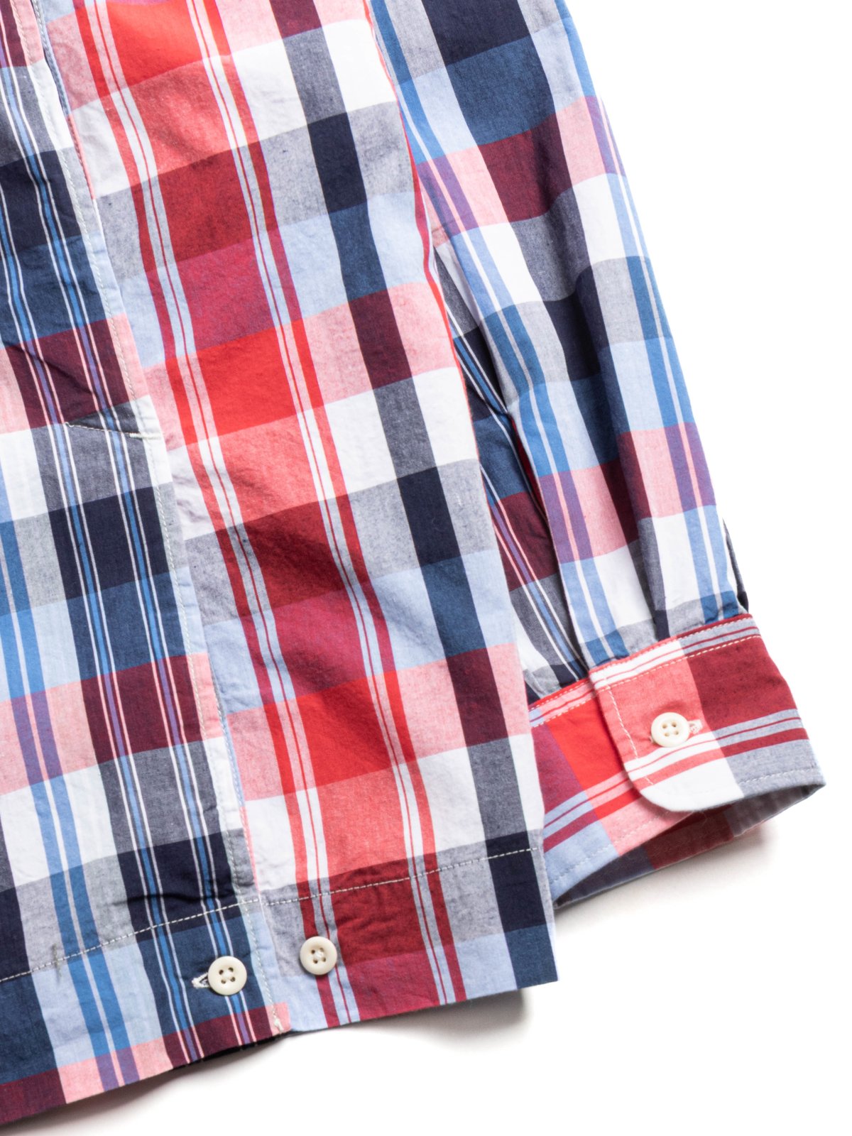 BOWLING SHIRT BLUE/RED MIX PATTERN BLOCK CHECK - Image 4