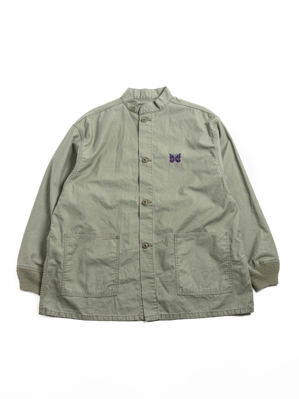 NEEDLES ARMY SHIRT REVERSE SATEEN OLIVE - Image 1