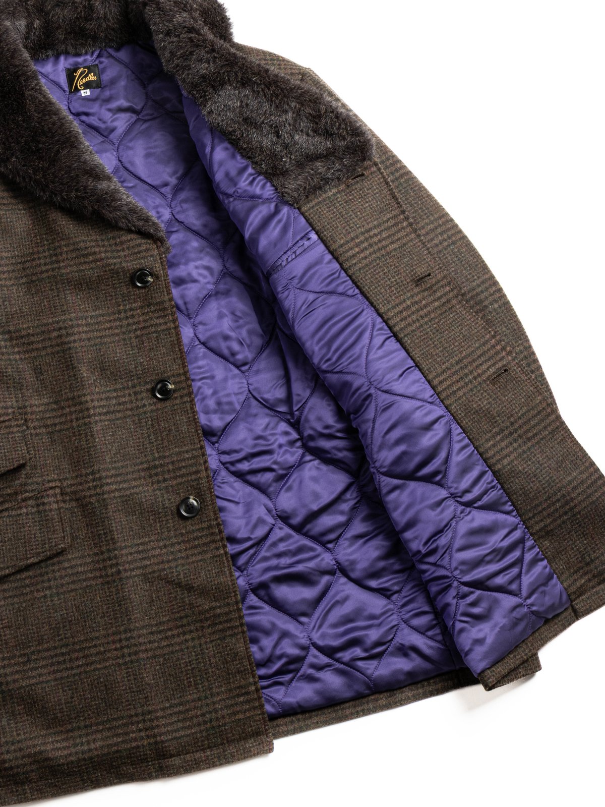 NEEDLES SHAWL COLLAR COAT – WOOL GLEN PLAID OLIVE - Image 4