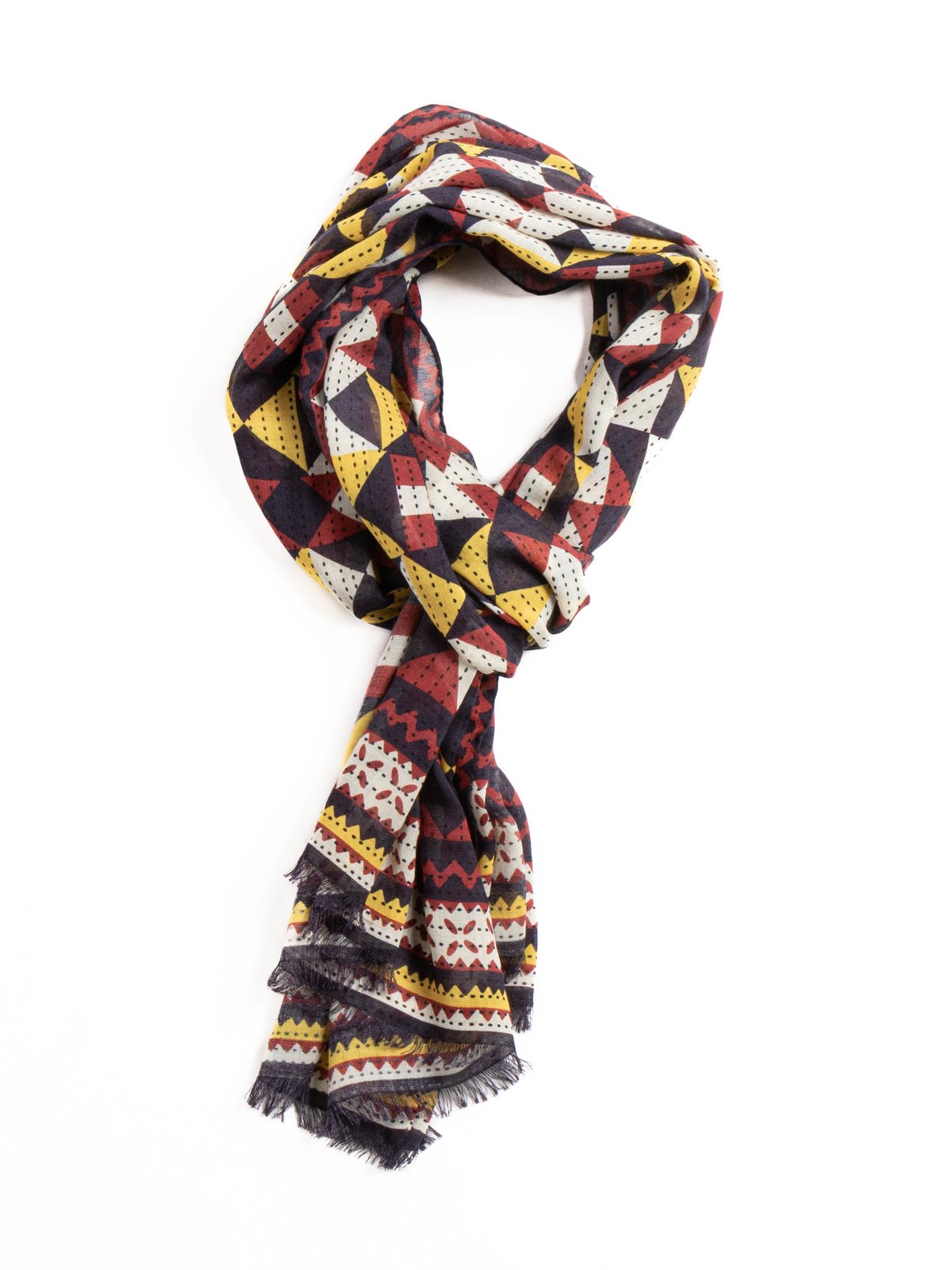 PATCHWORK SCARF RED & YELLOW - Image 1