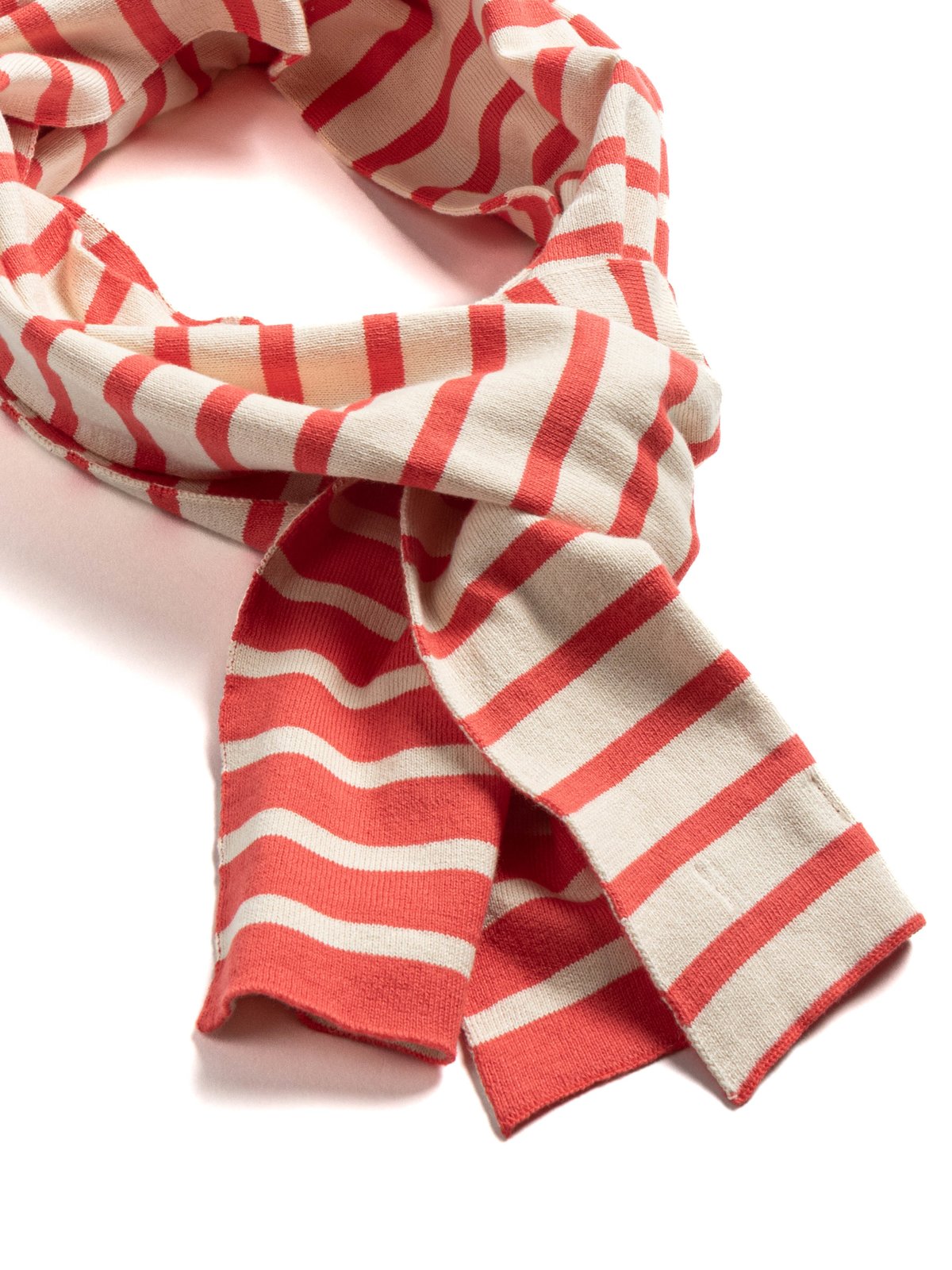 (R5162) ORGANIC COTTON BRETON STRIPE STOLE RED/ECRU - Image 2