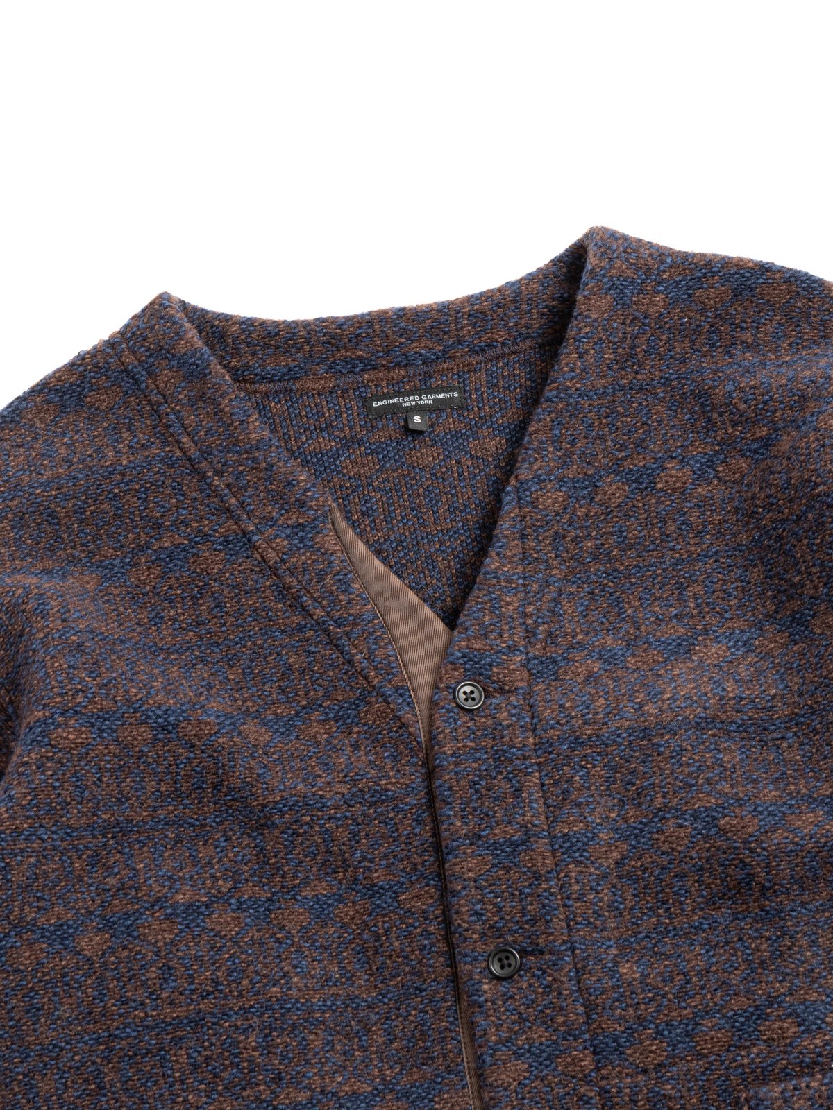 KNIT CARDIGAN / BROWN / NAVY HORIZONTAL STRIPE SWEATER KNIT - Image 2