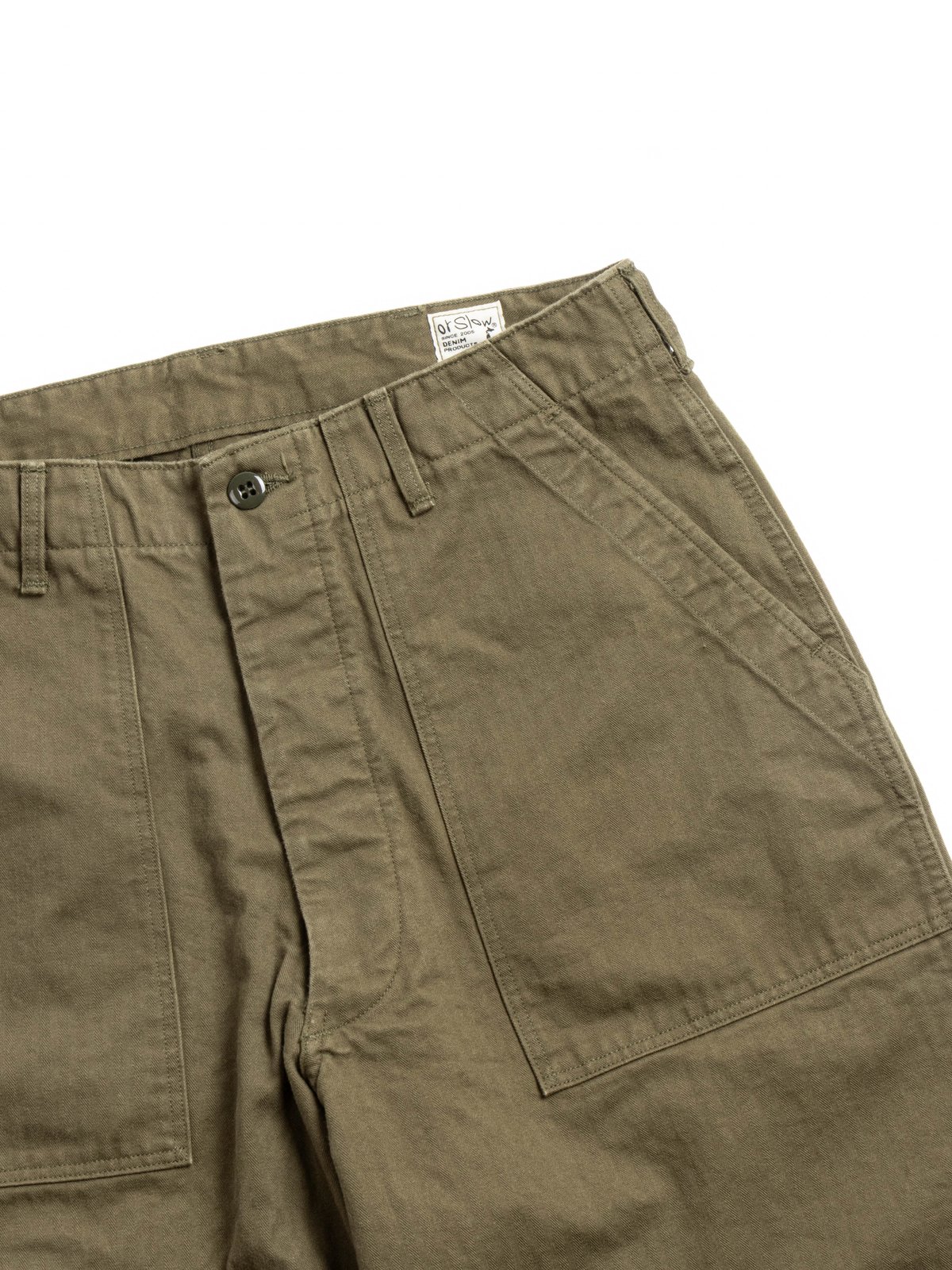 (V5002) HERRINGBONE VINTAGE FIT FATIGUE PANTS ARMY GREEN - Image 2