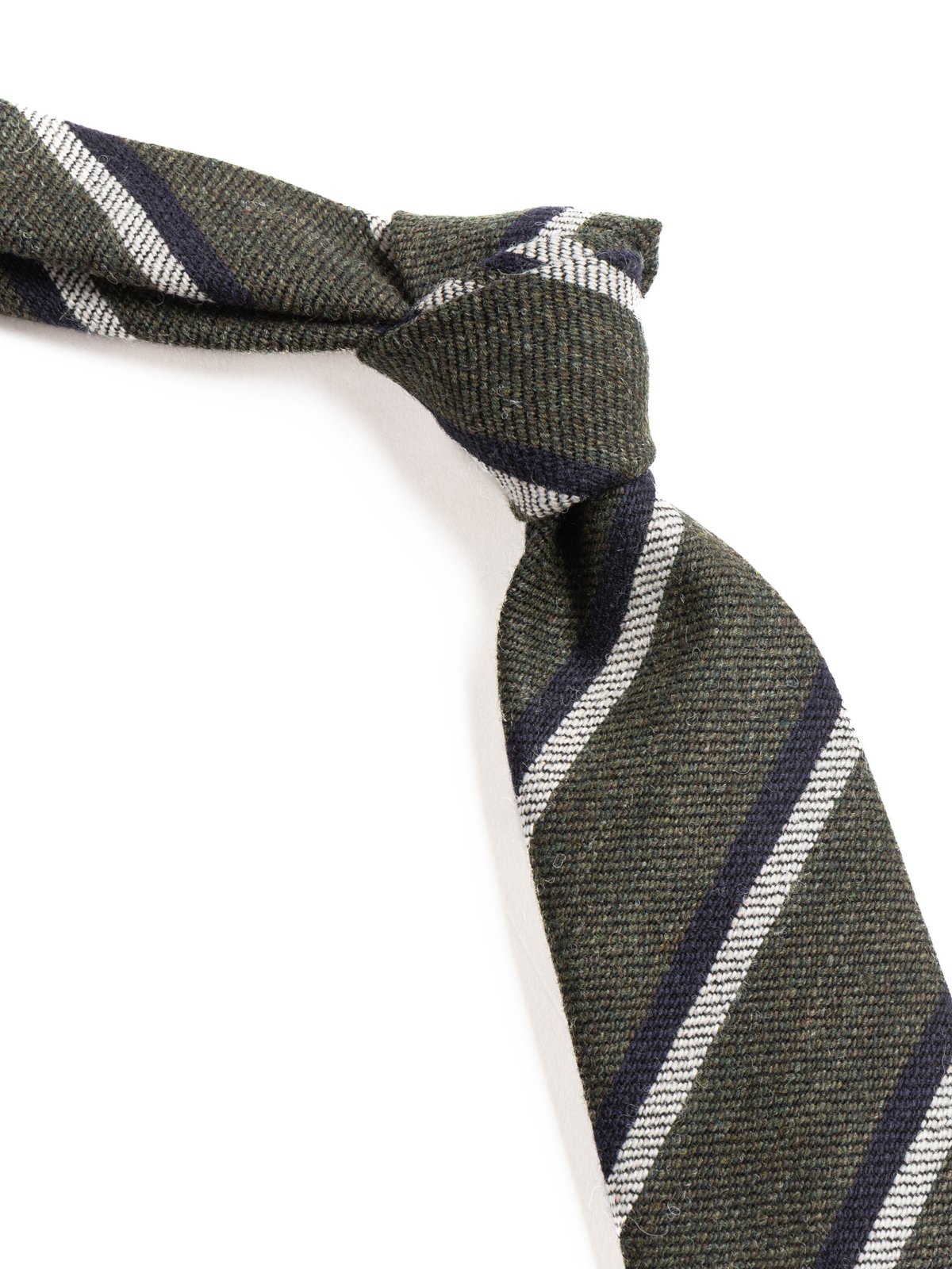 DOUBLE STRIPE WOOL TIE GREEN NAVY - Image 2