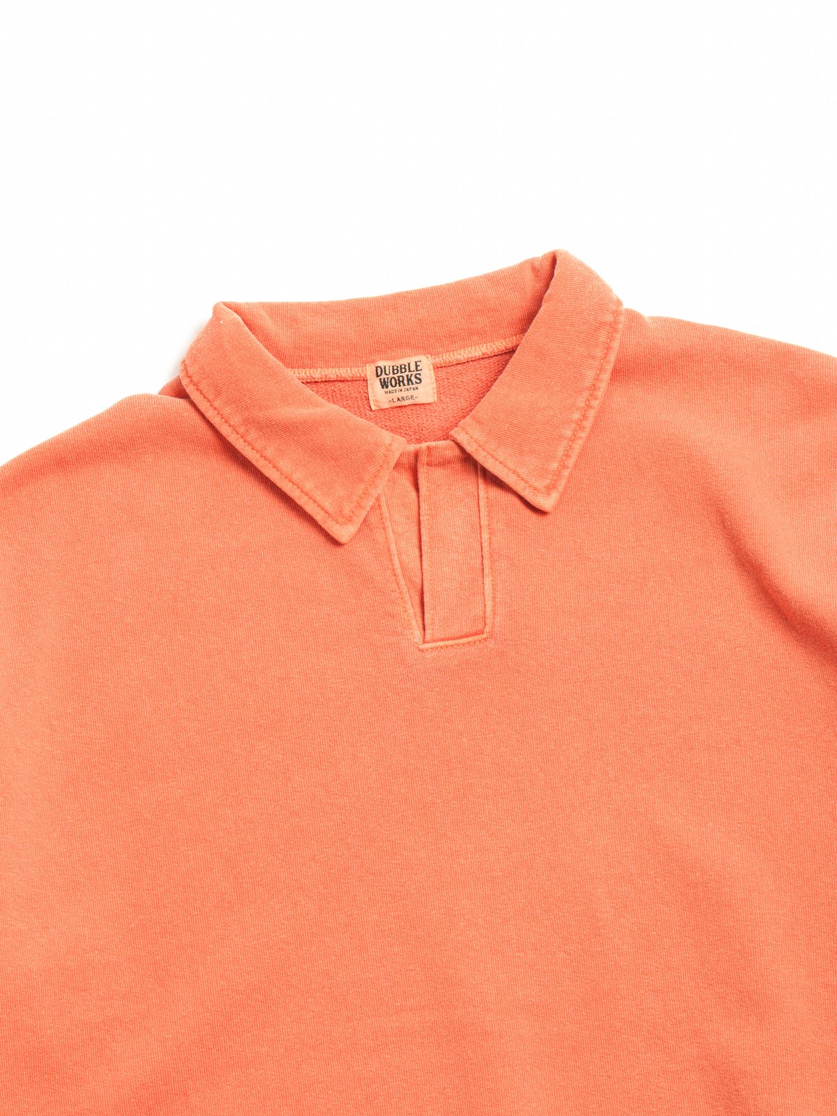 (LOT 74004PD) CUT OFF SLEEVE POLO SHIRT PIGMENT DYED ORANGE - Image 2