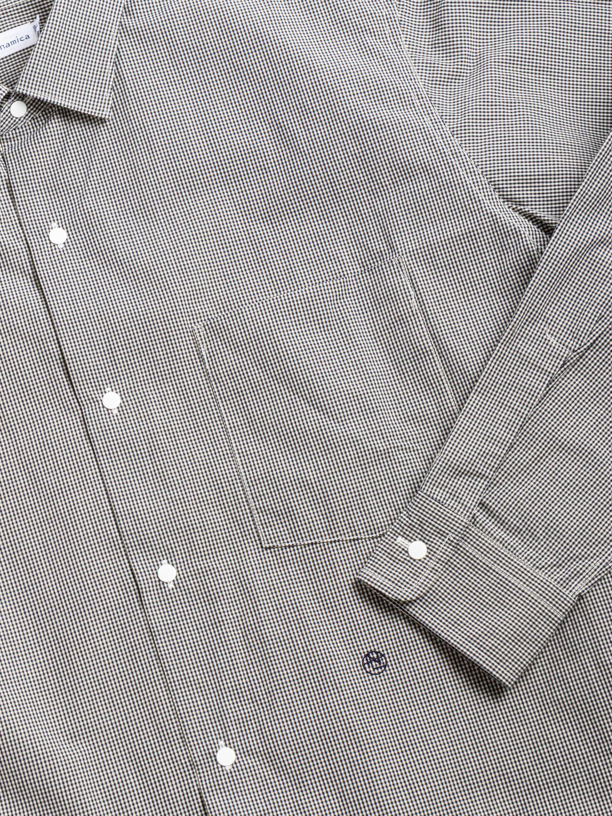 REGULAR COLLAR GINGHAM CHECK WIND SHIRT NAVY - Image 3