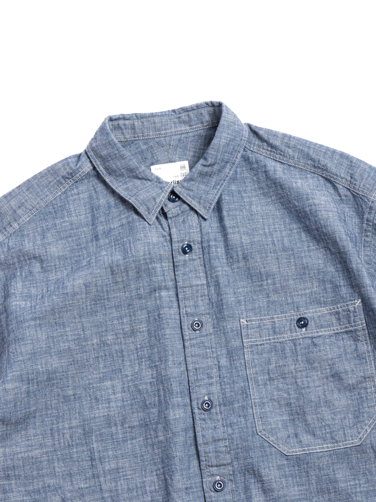 HORLISUN SELVEDGE DUNGAREE S/S SHIRT DARK NAVY - Image 1