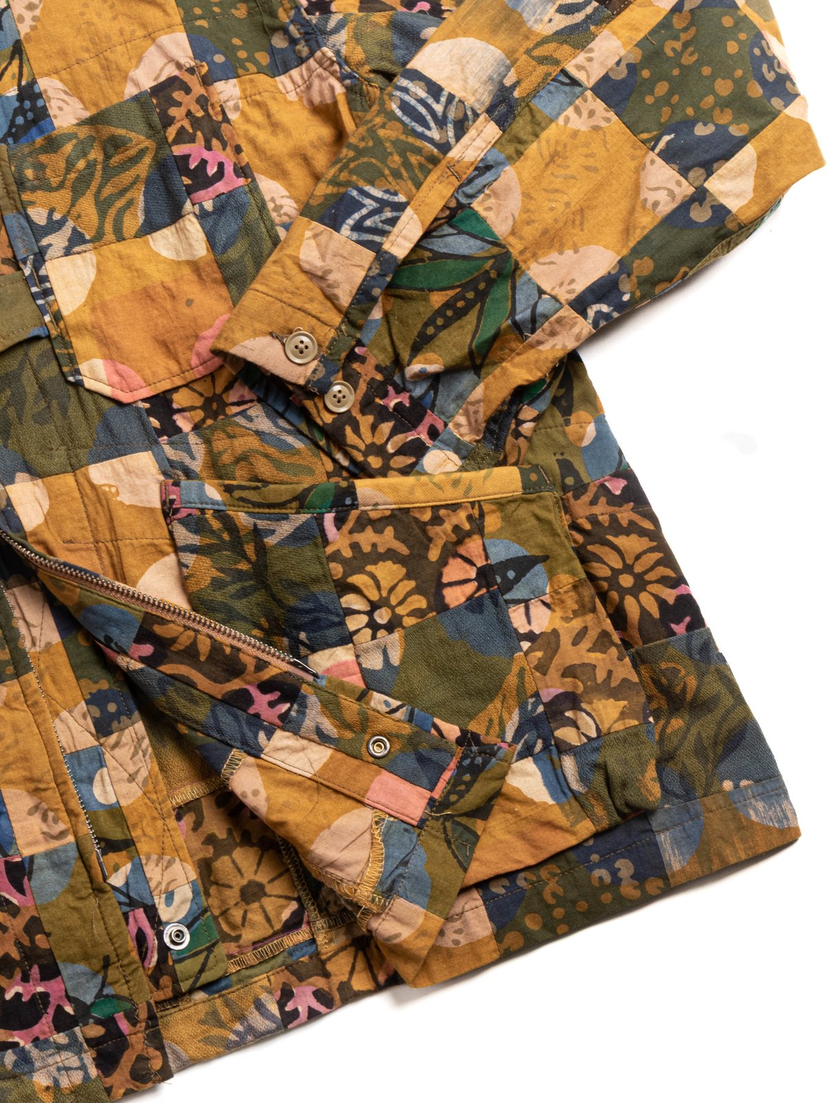 CARDIGAN JACKET OLIVE COTTON MULTI PATCHWORK - Image 3