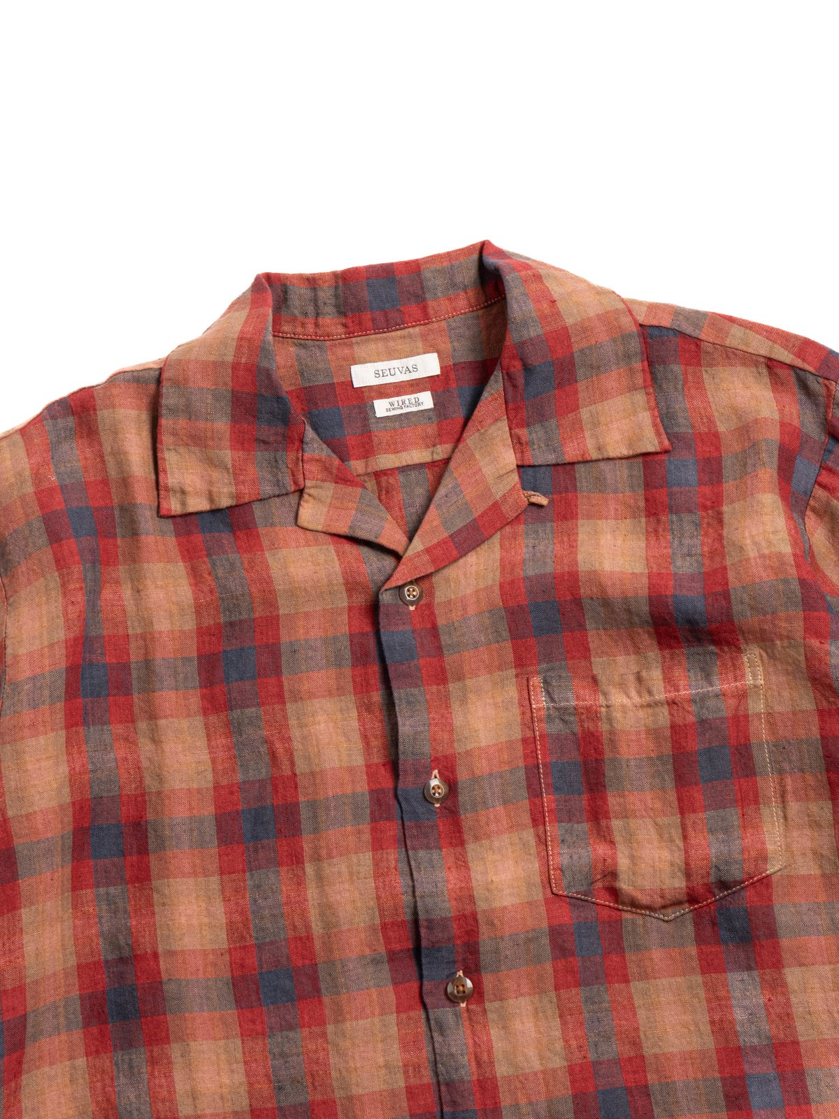 (SV&ndash;SH&ndash;034) LINEN OPEN COLLAR SHIRT ORANGE - Image 2
