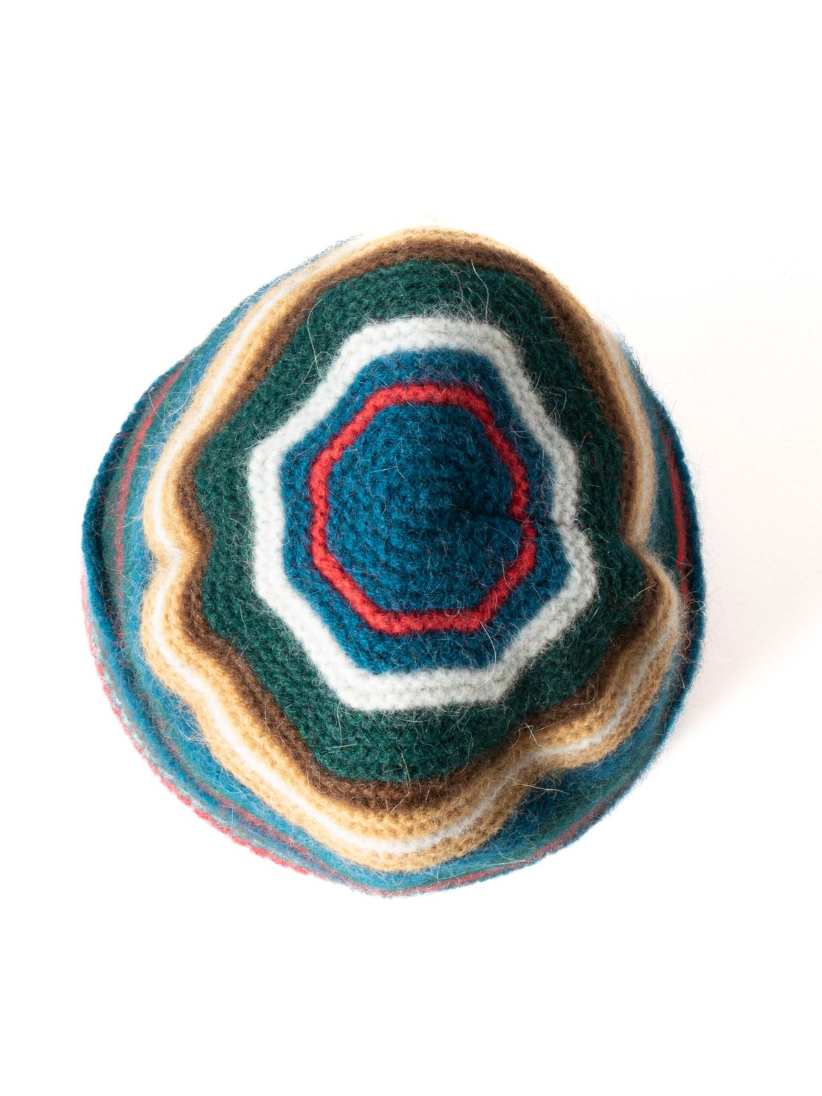 PURL STITCH STRIPED BEANIE GREEN & BLUE - Image 2
