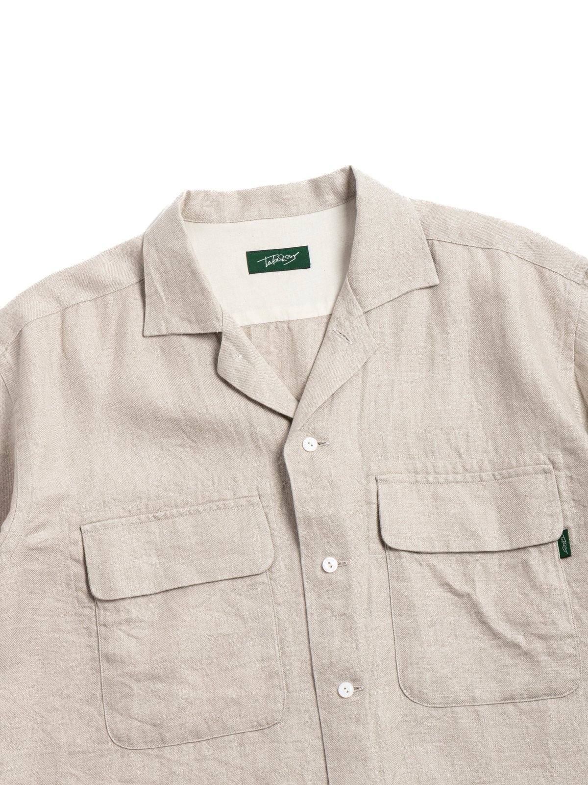 LINEN OPEN COLLAR SHIRT NATURAL - Image 2