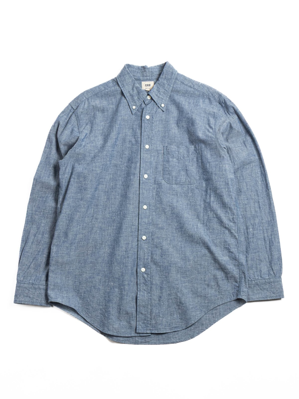 (F3502) 5oz CHAMBRAY B.D SHIRT BLUE - Image 1