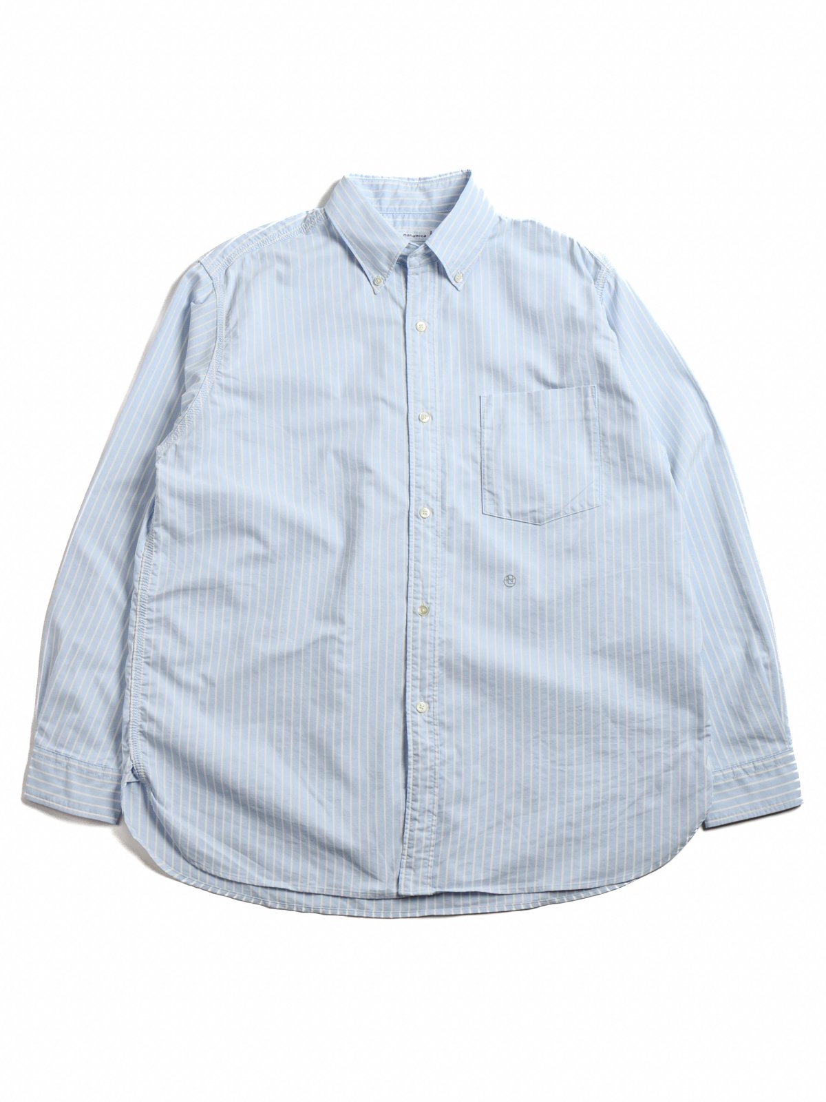 BUTTON DOWN STRIPE WIND SHIRT NAVY - Image 1
