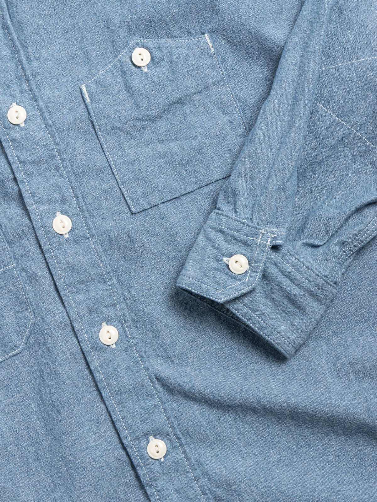 WORK SHIRT LIGHT BLUE 4.5oz COTTON CHAMBRAY - Image 3