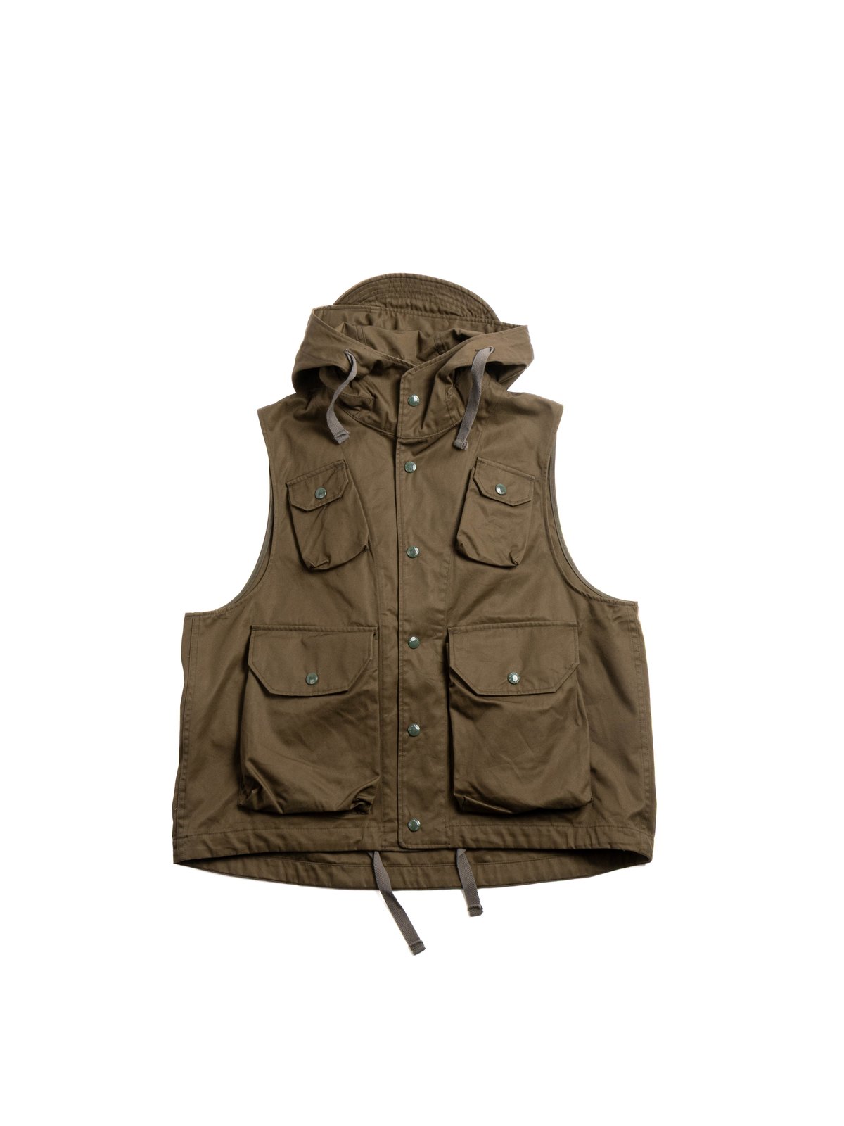 FIELD VEST DK. OLIVE COTTON VENTILE TWILL - Image 1