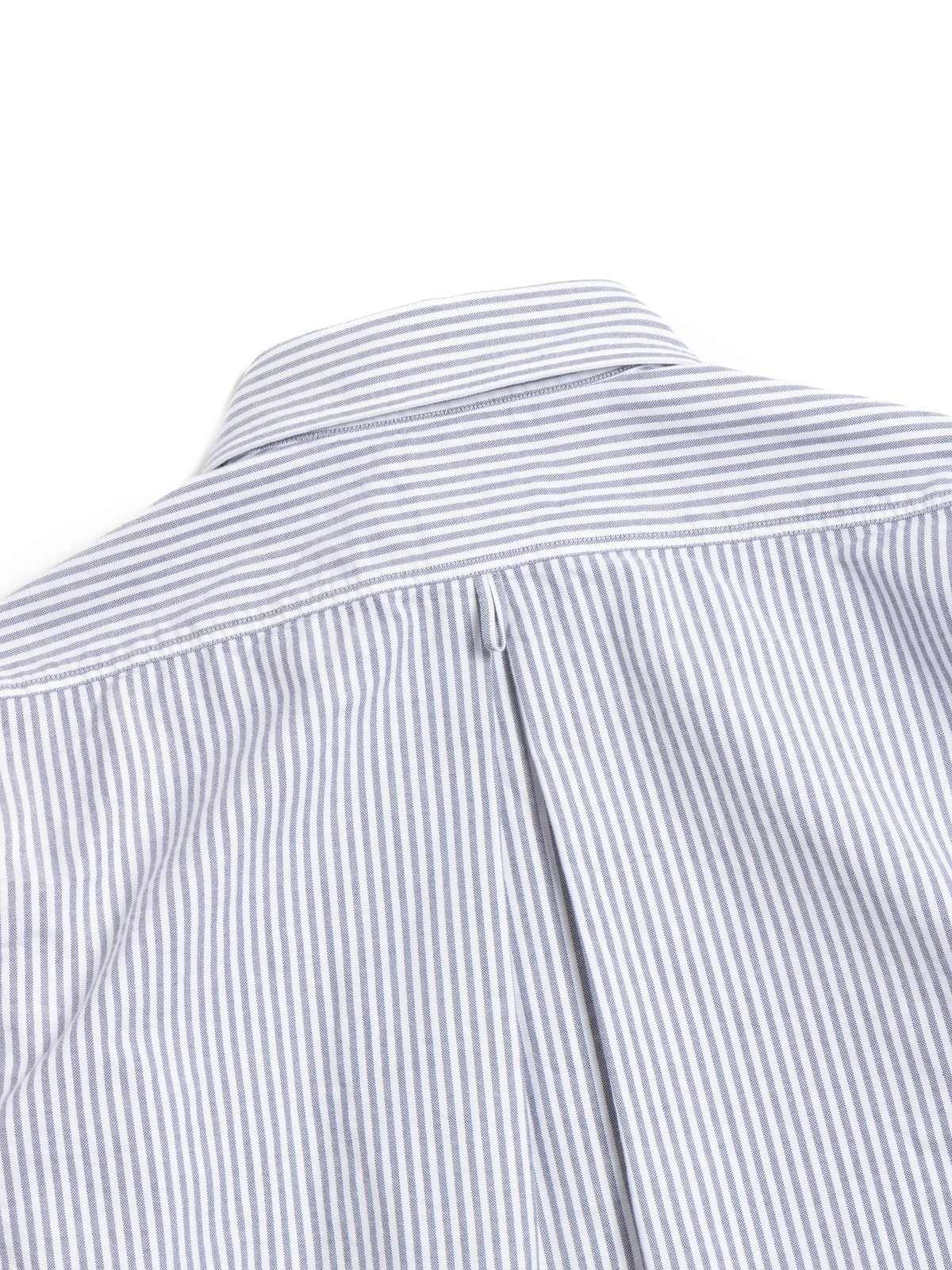ROUND COLLAR P.O SHIRT L/S OXFORD SAX X WHITE STRIPE - Image 4
