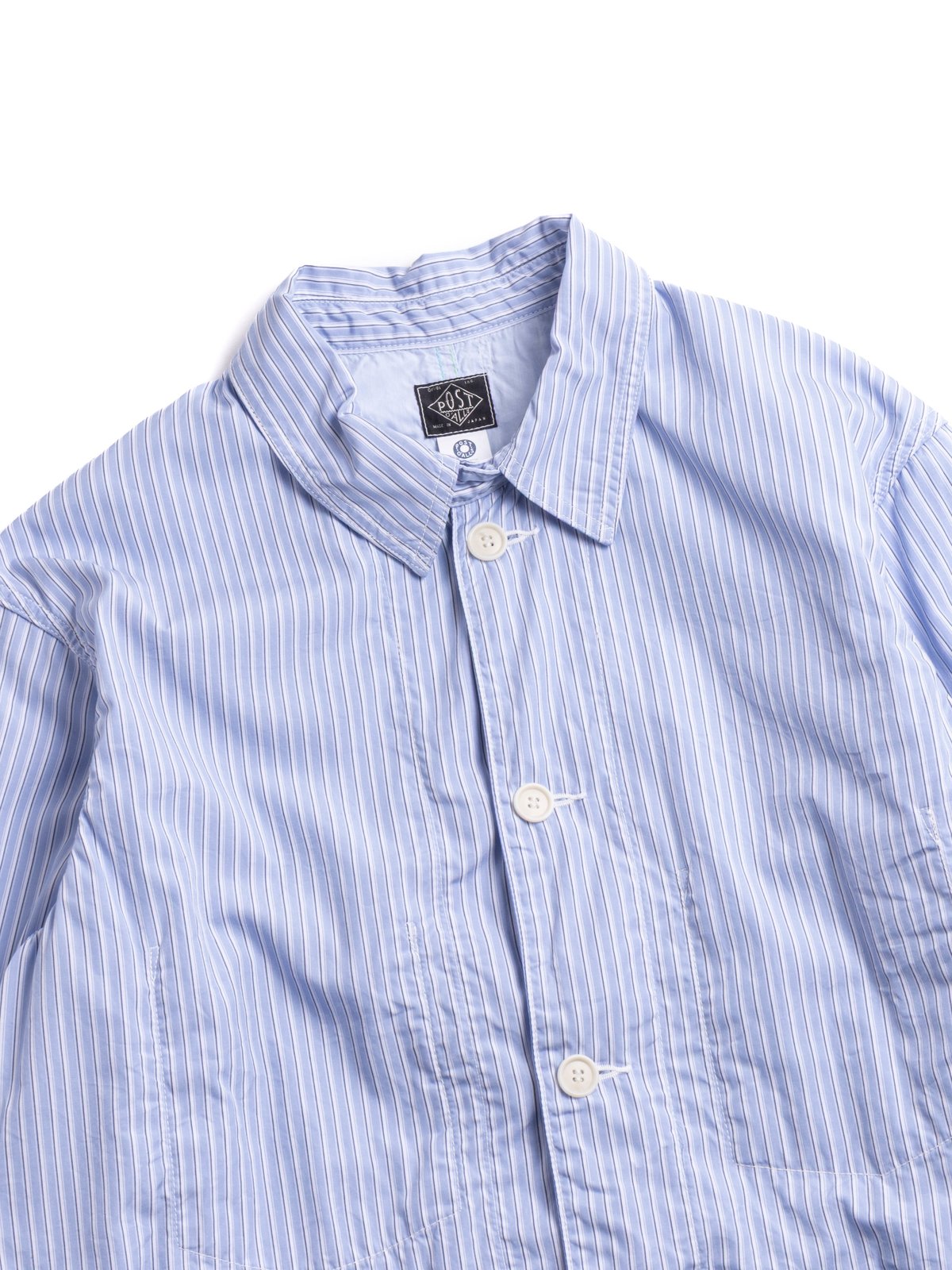 (1101L&ndash;SFI) WWII N0.1 Jacket STRIPE SHIRTING X FEATHER CHAMBRAY BLUE STRIPE - Image 2