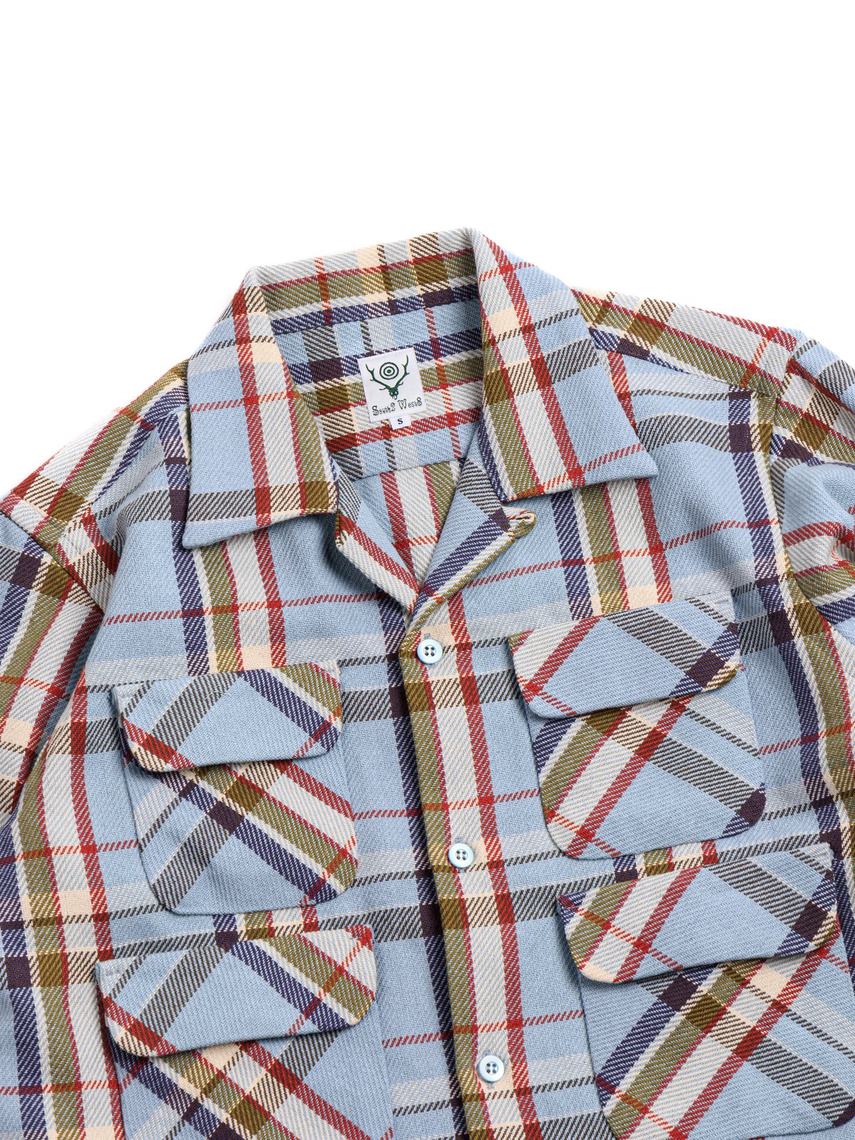 6 POCKET CLASSIC PLAID COTTON PLAID TWILL LIGHT BLUE - Image 2